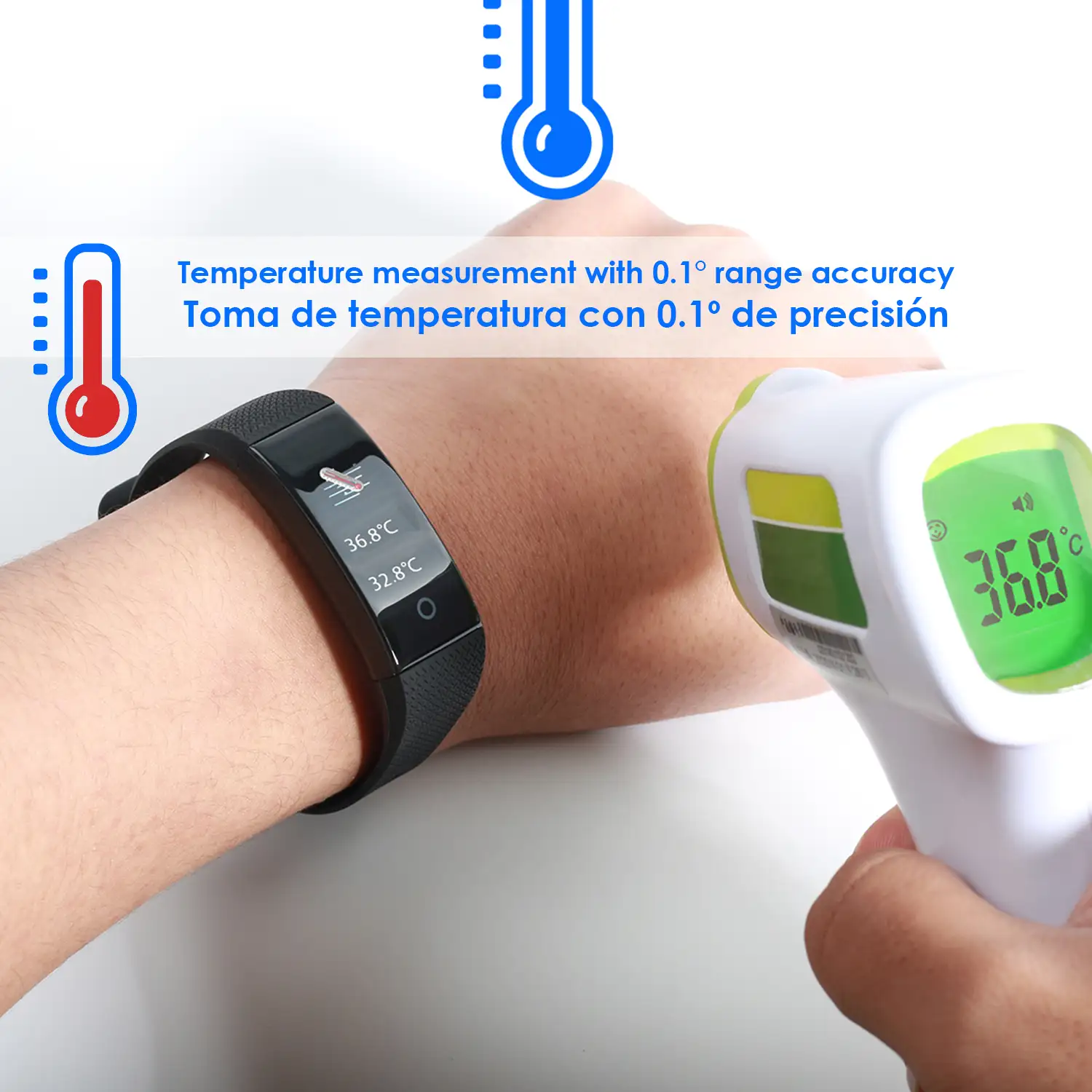 Pulsera inteligente QW18T con medición de temperatura corporal, monitor cardíaco y modo multideporte.