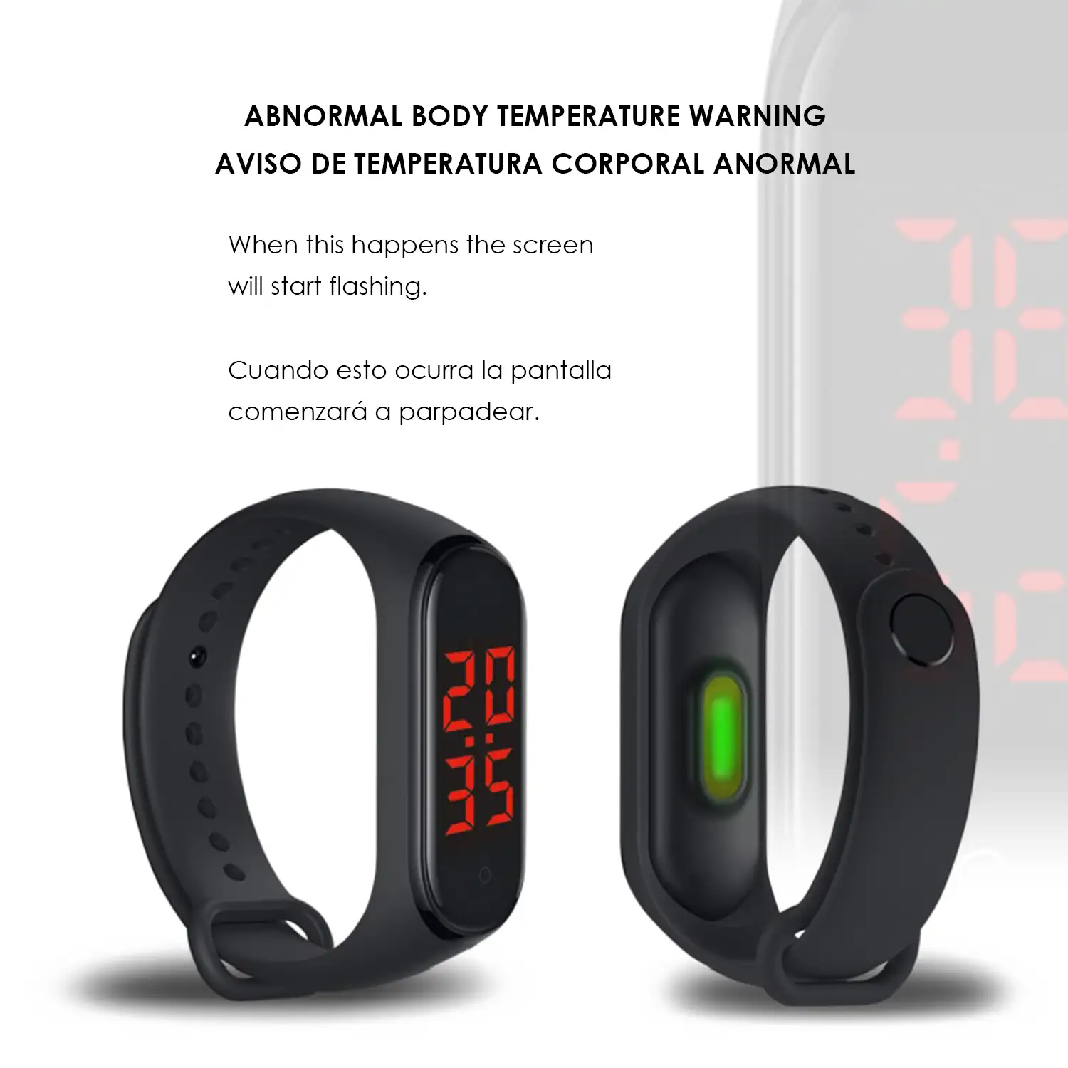 Brazalete M8 con reloj y termómetro de medición de temperatura corporal