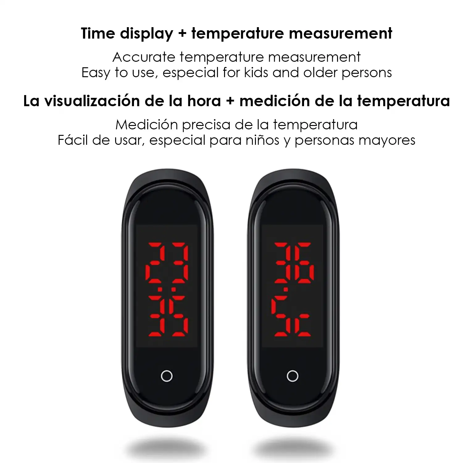 Brazalete M8 con reloj y termómetro de medición de temperatura corporal