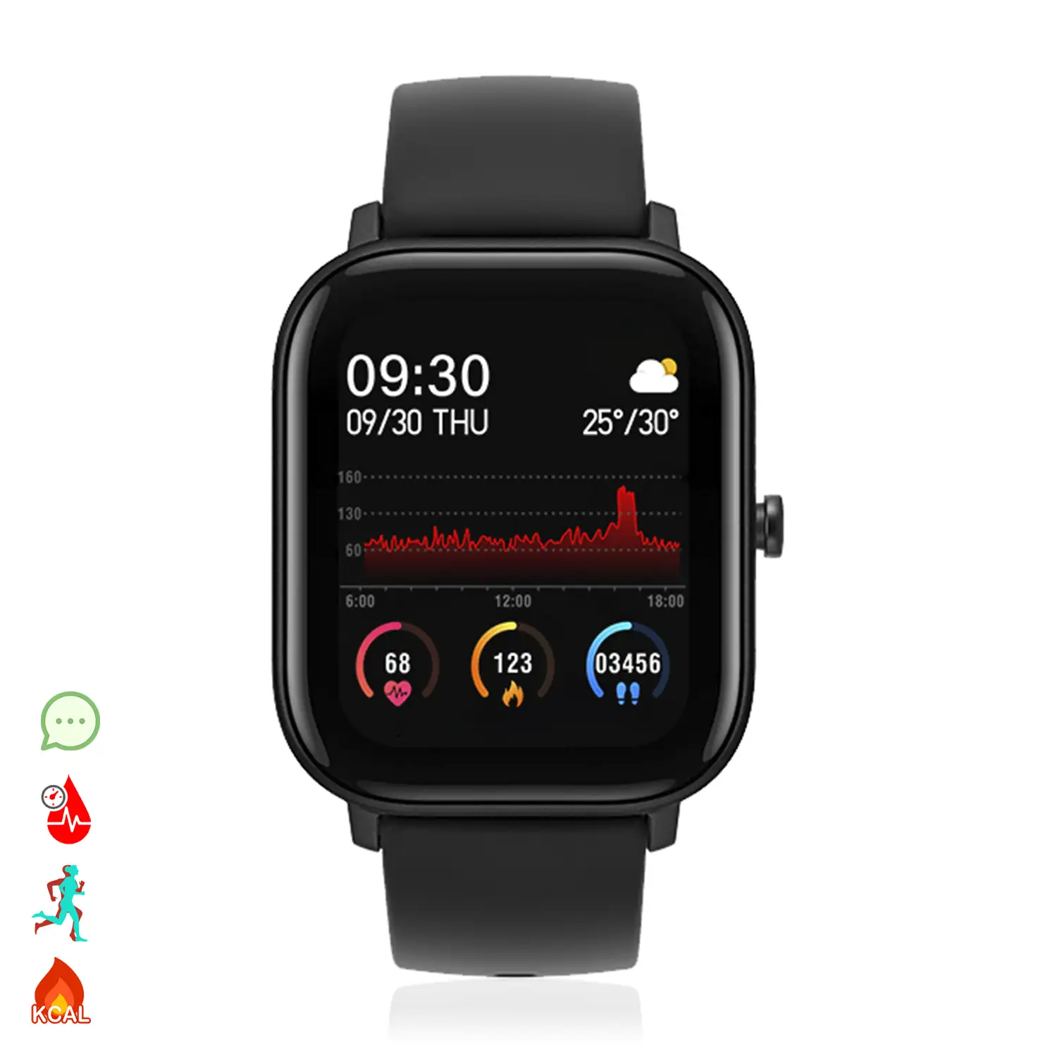 Smartwatch AK-P8 con monitorización de ritmo cardiaco, presión sanguínea, oxígeno en sangre, modo multideportivo y notificaciones.