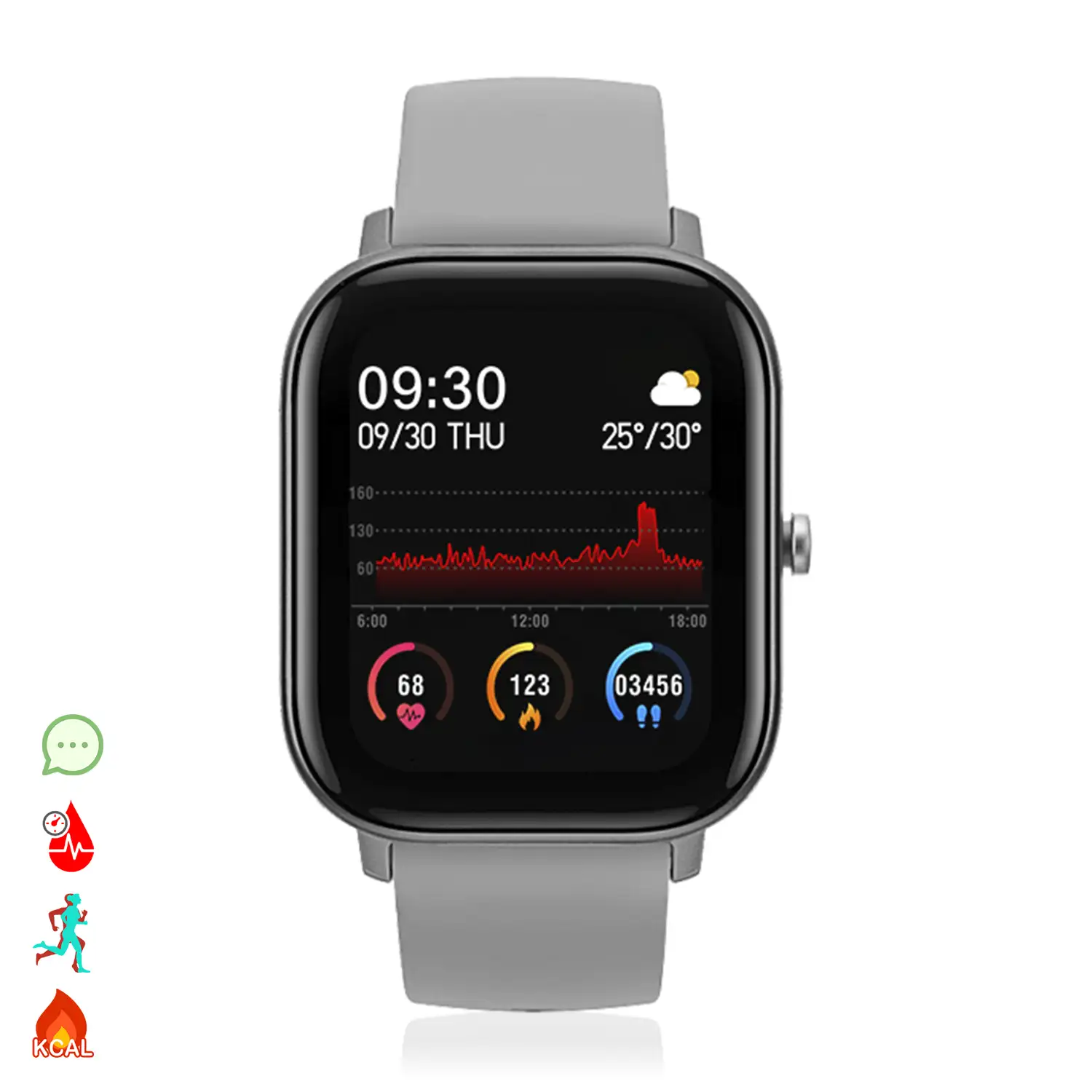 Smartwatch AK-P8 con monitorización de ritmo cardiaco, presión sanguínea, oxígeno en sangre, modo multideportivo y notificaciones.