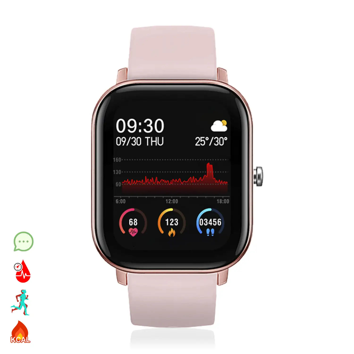 Smartwatch AK-P8 con monitorización de ritmo cardiaco, presión sanguínea, oxígeno en sangre, modo multideportivo y notificaciones.