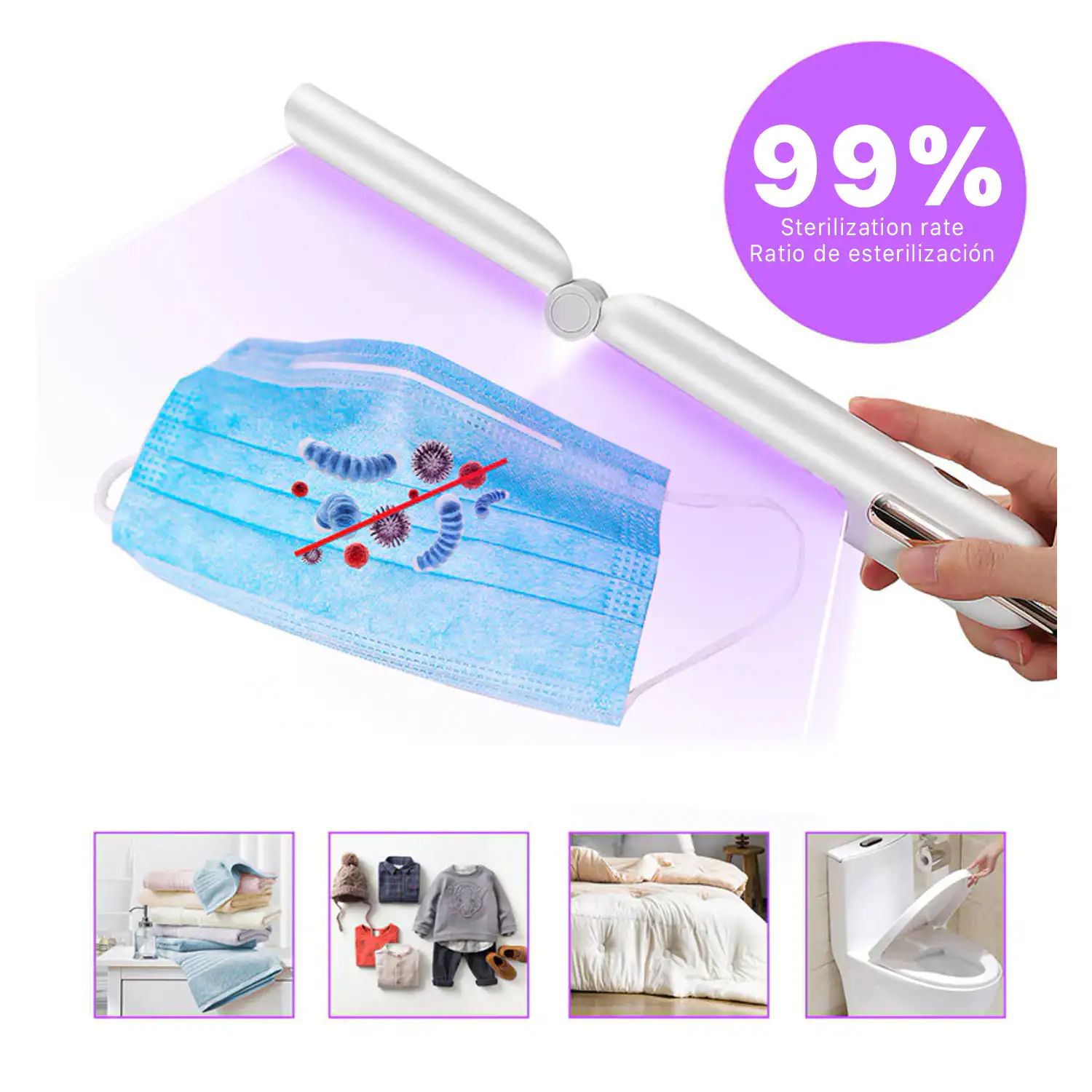 Lámpara UVC plegable con 16 LEDS UV.