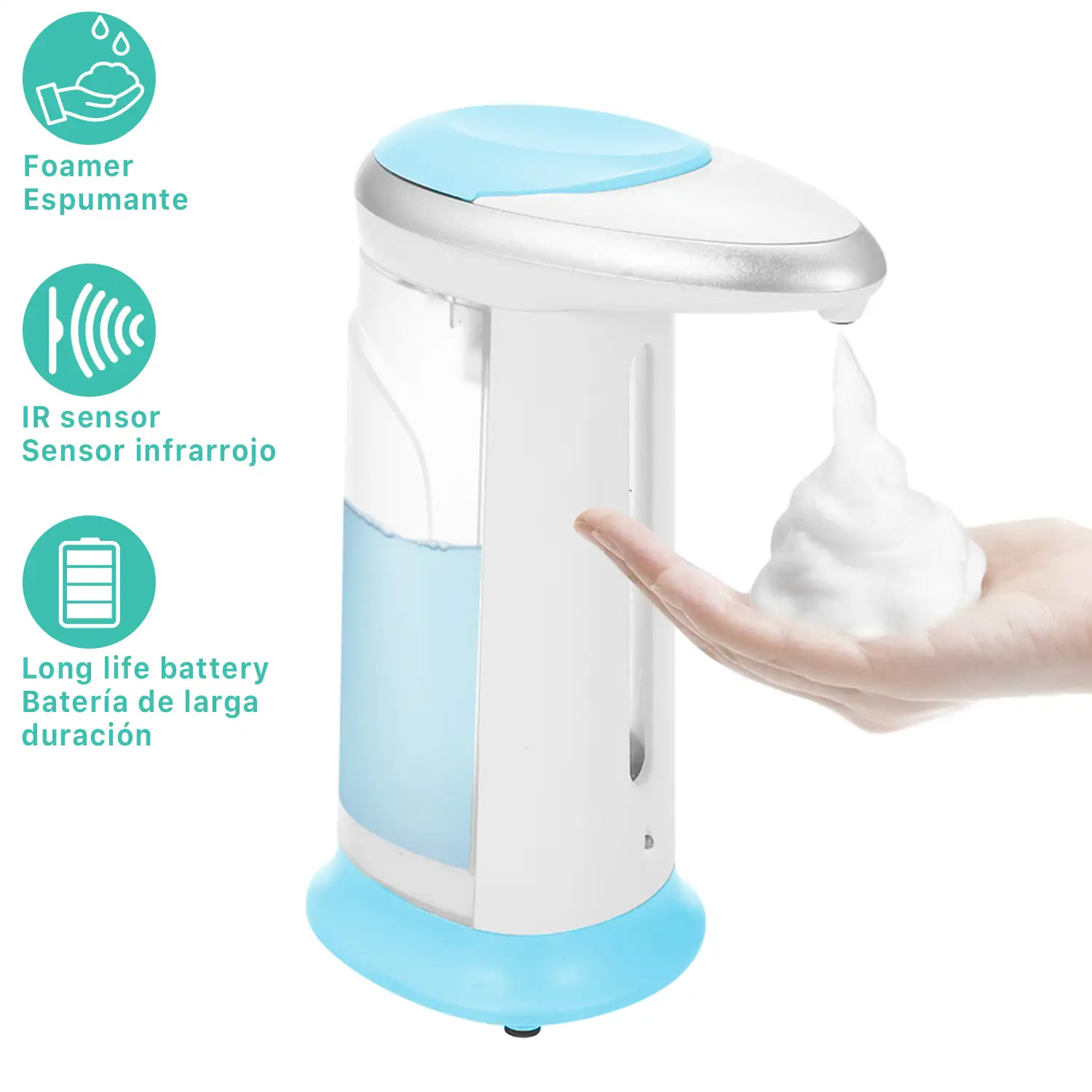 Dispensador automático de gel hidroalcohólico mediante goteo infrarojos 
