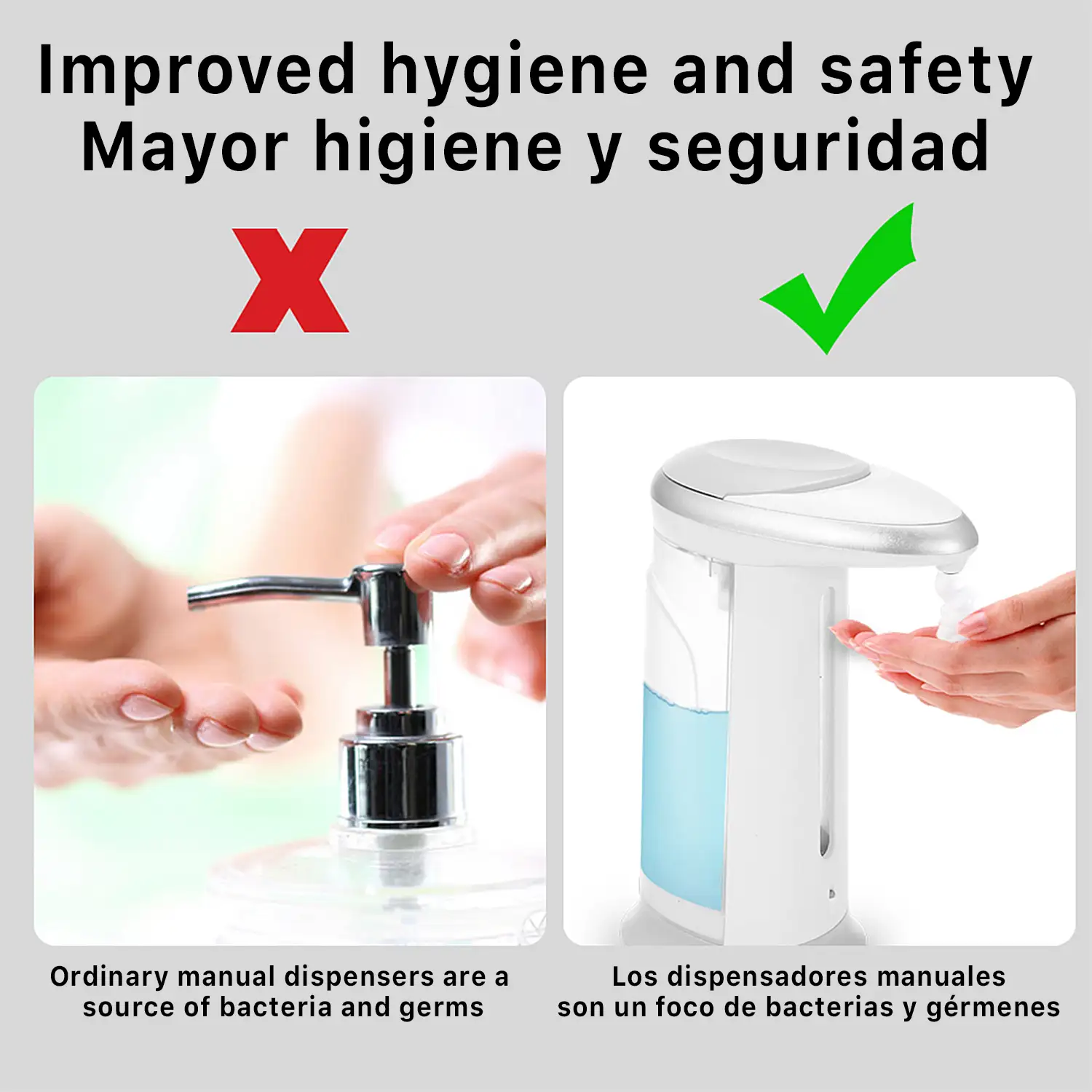 Dispensador automático de gel hidroalcohólico mediante goteo infrarojos 