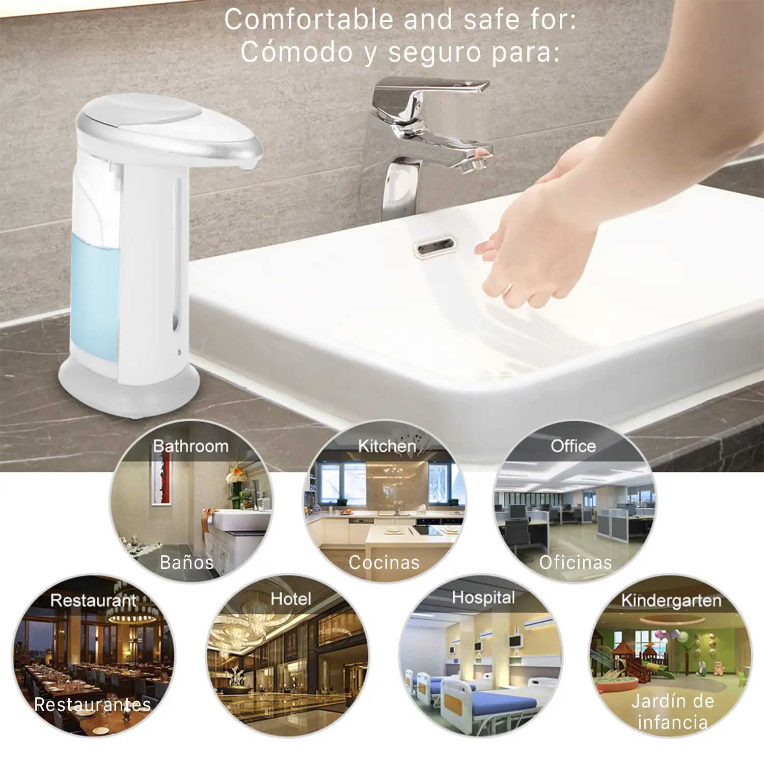 Dispensador automático de gel hidroalcohólico mediante goteo infrarojos 