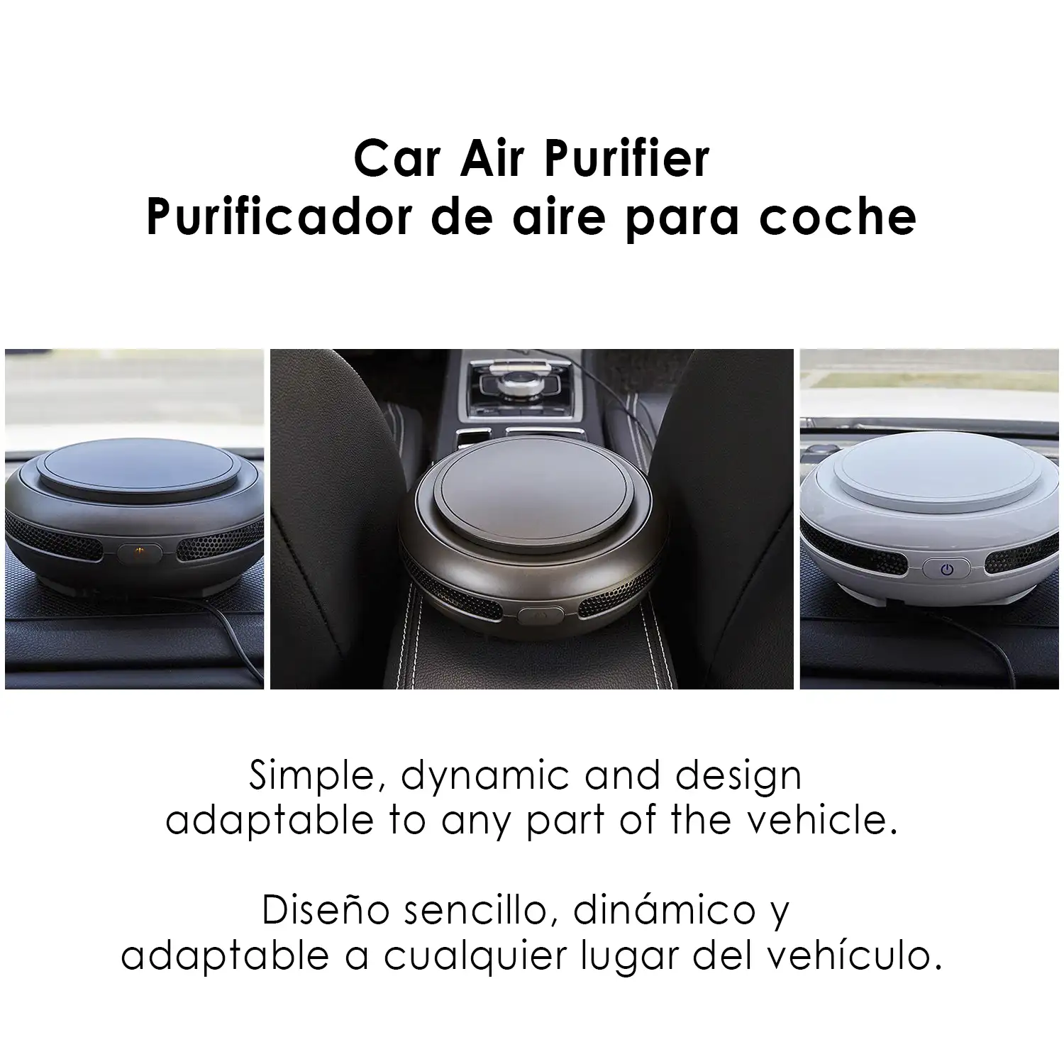 Purificador de aire para coche con filtrado de aniones y encendido automático.