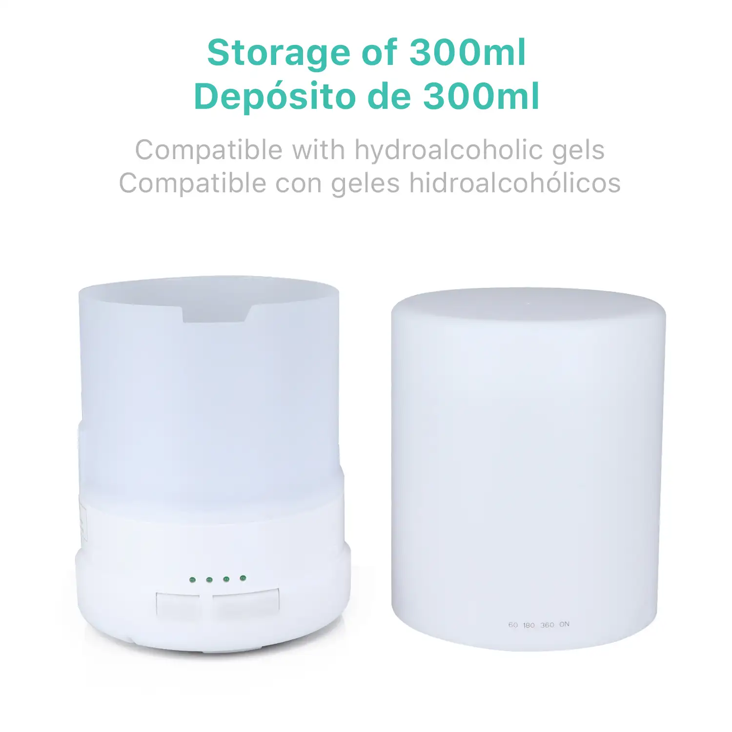 Nebulizador esterilizaodr (admite hidroalcohol) multifunción 300 ml. Blanco con función multicolor. Luz led nocturna.Humidificador.