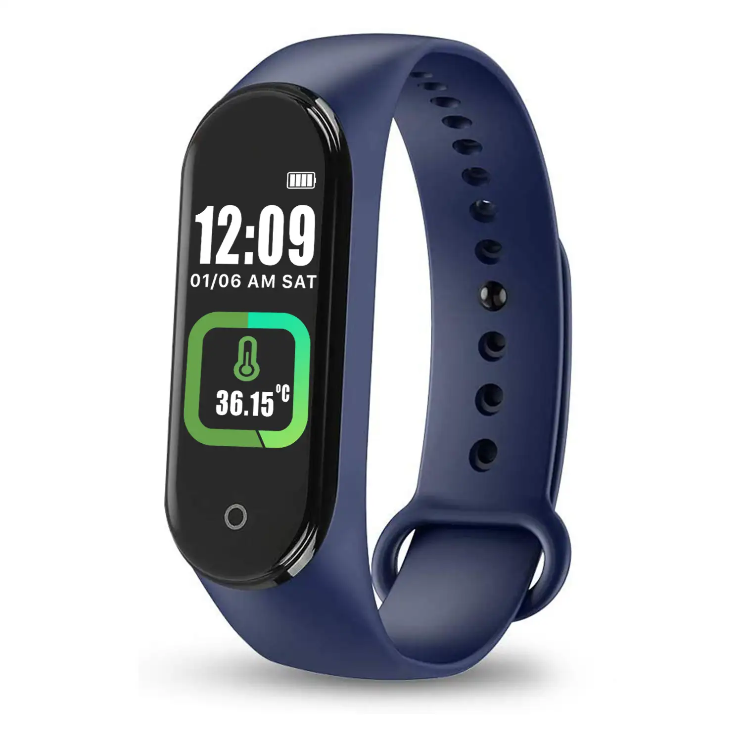 Brazalete inteligente Bluetooth AK-M4 PRO con medición de temperatura corporal, monitor cardiaco, monitor de presion arterial y modo multideporte.