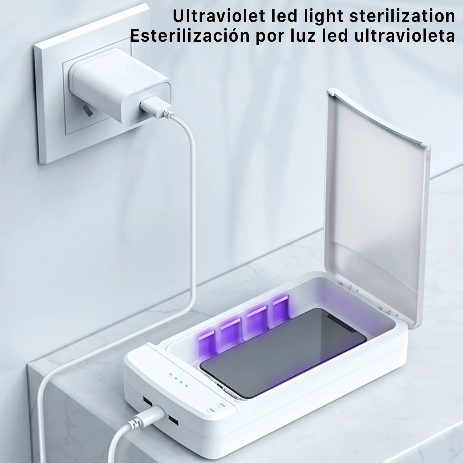Caja esterilizadora con luz ultravioleta y función aromaterapia.