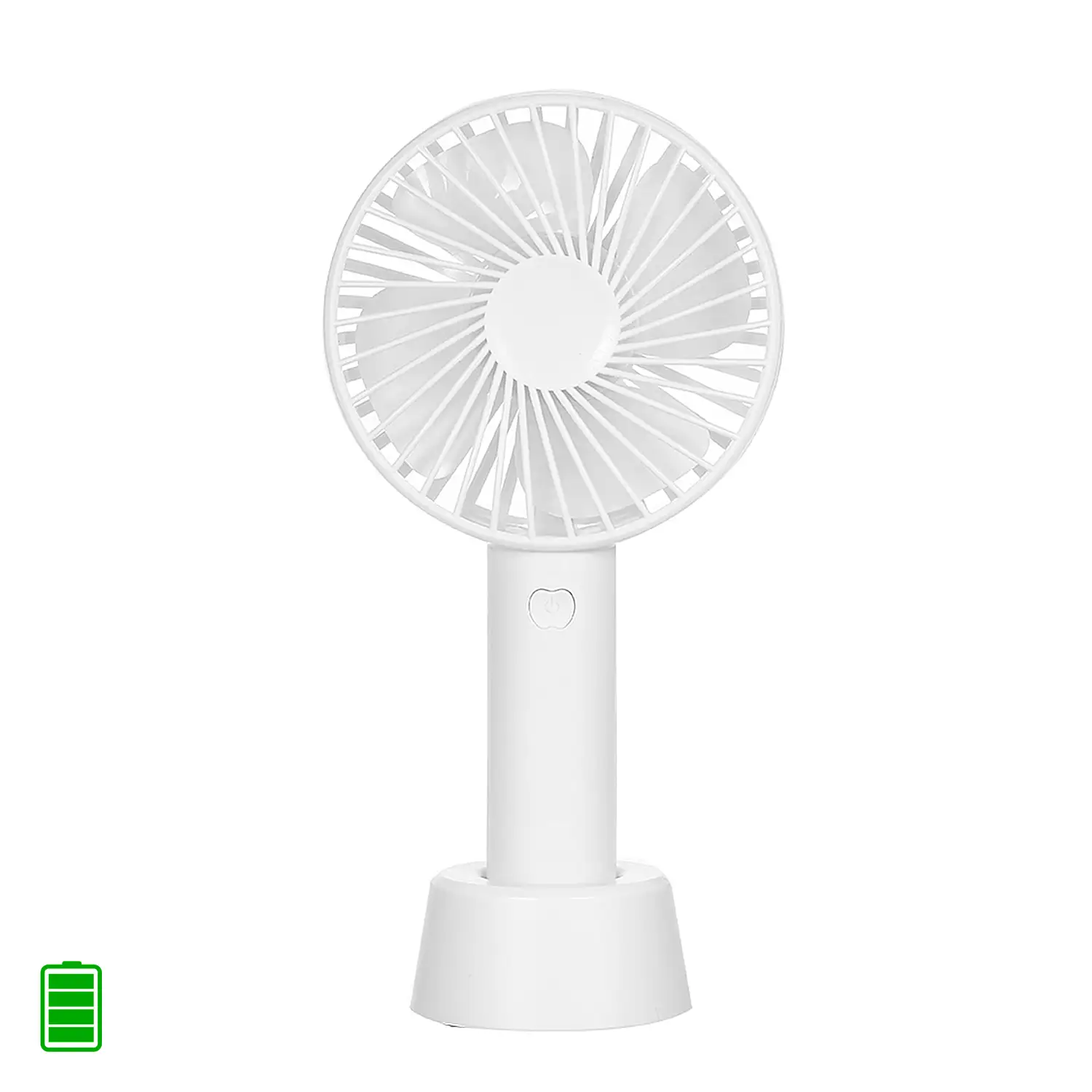 Mini ventilador de mano con bateria recargable con base para mesa.