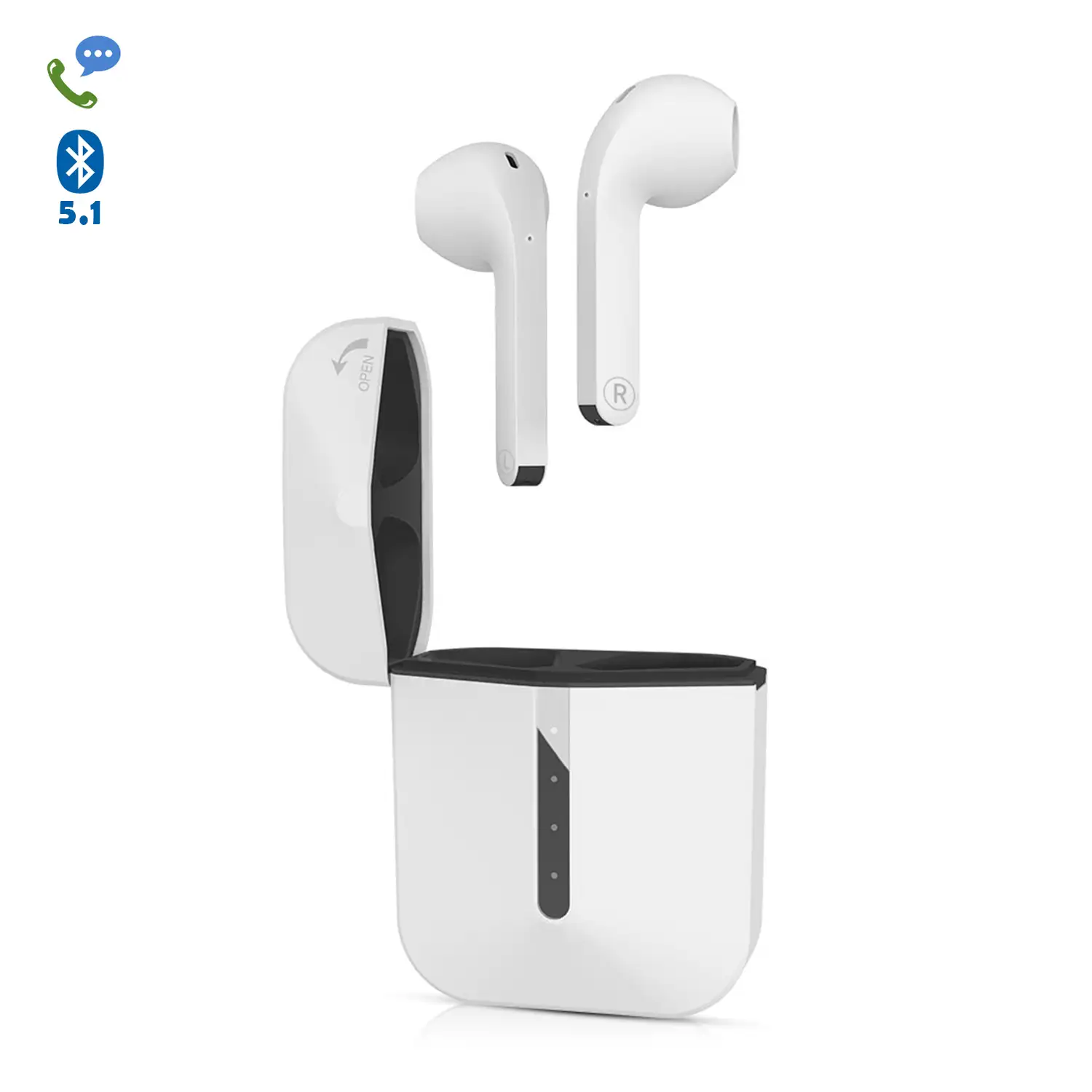 Auriculares TWS H21T Bluetooth 5.1 con  LED de carga. Caja de 300 mah+ auriculares con 30 mah.