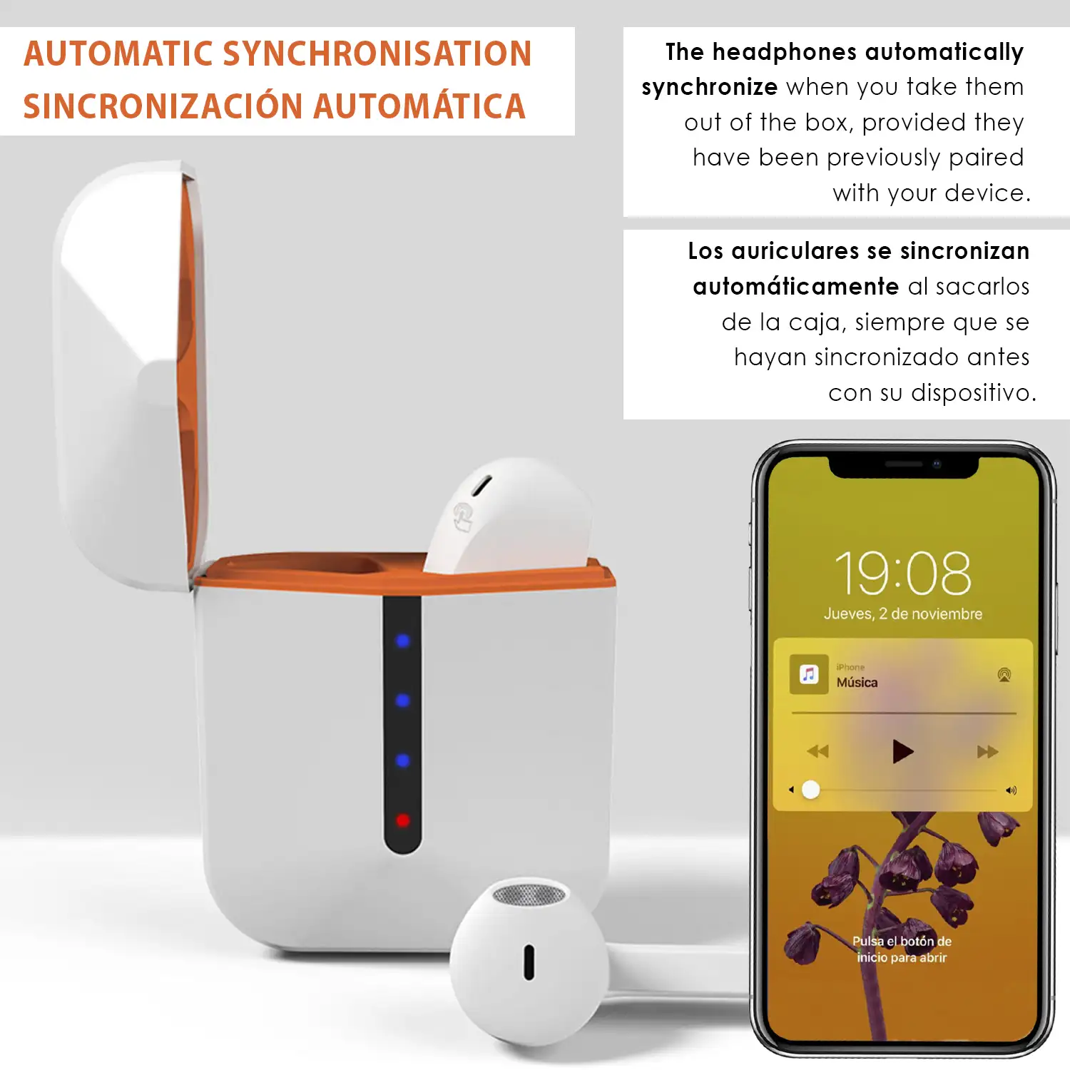 Auriculares TWS H21T Bluetooth 5.1 con  LED de carga. Caja de 300 mah+ auriculares con 30 mah.