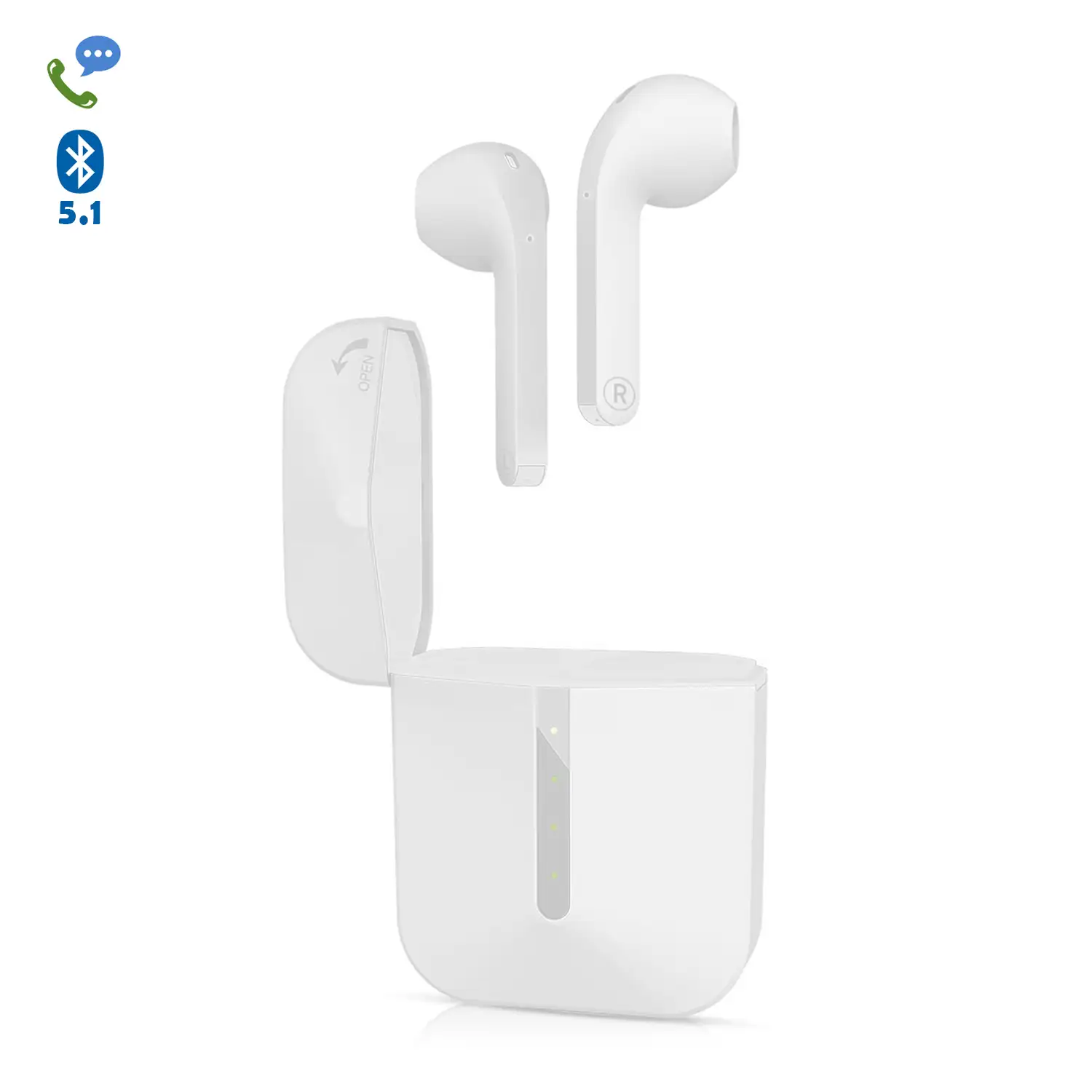 Auriculares TWS H21T Bluetooth 5.1 con  LED de carga. Caja de 300 mah+ auriculares con 30 mah.