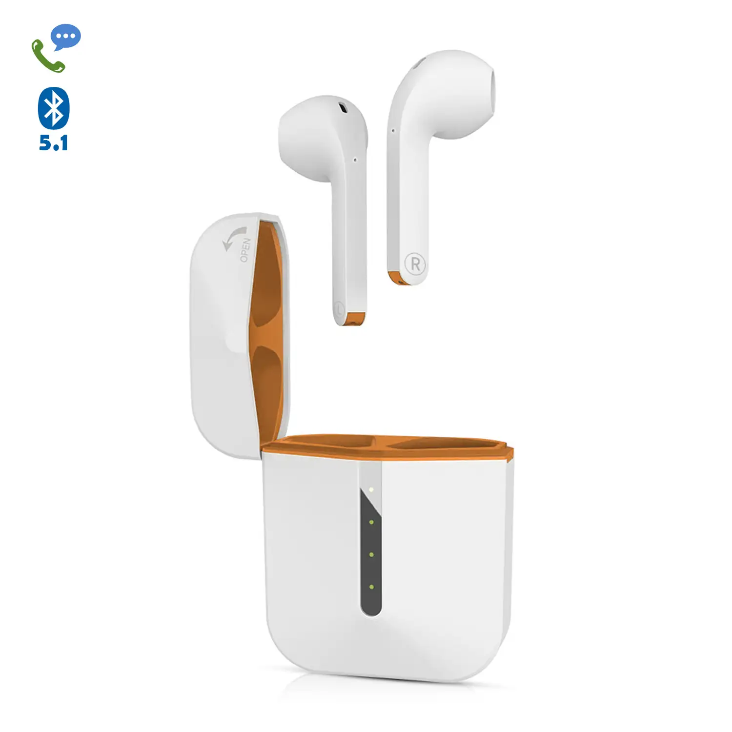 Auriculares TWS H21T Bluetooth 5.1 con  LED de carga. Caja de 300 mah+ auriculares con 30 mah.