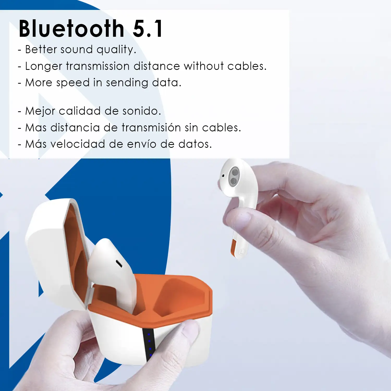 Auriculares TWS H21T Bluetooth 5.1 con  LED de carga. Caja de 300 mah+ auriculares con 30 mah.