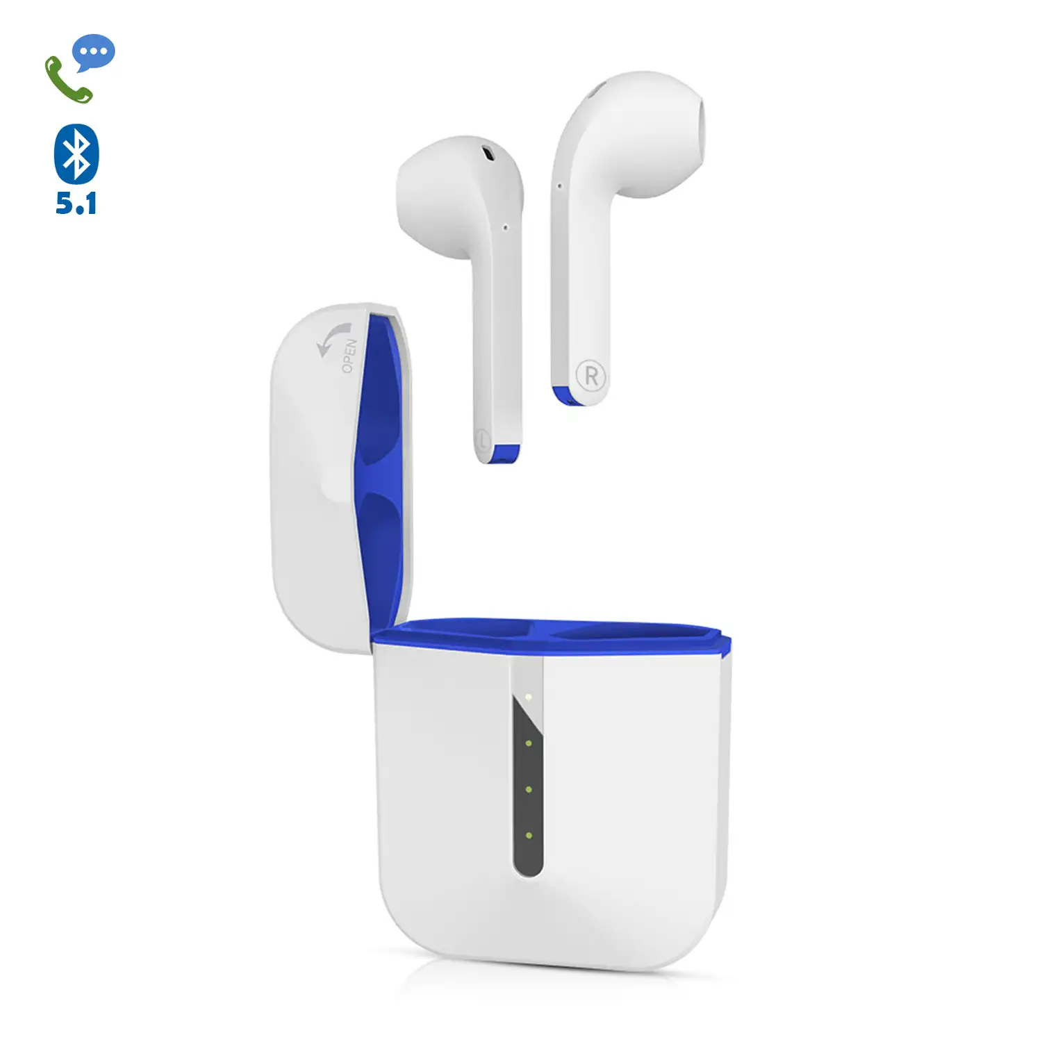 Auriculares TWS H21T Bluetooth 5.1 con  LED de carga. Caja de 300 mah+ auriculares con 30 mah..