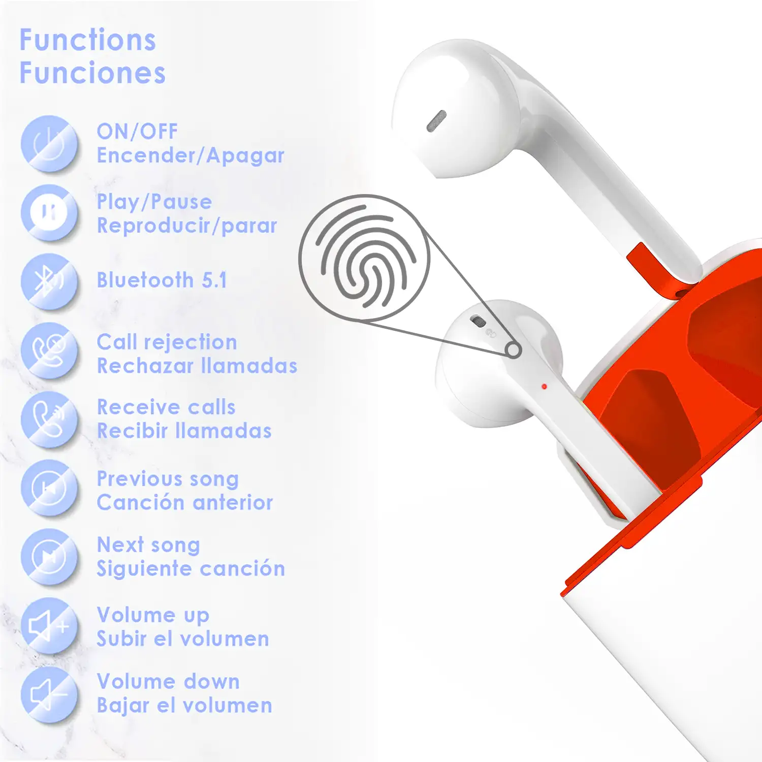 Auriculares TWS H20T Bluetooth 5.1 Caja de 300 mah+ auriculares con 30 mah.