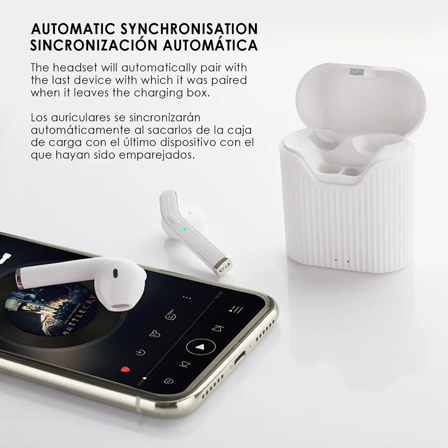 Auriculares TWS H19 Bluetooth 5.0 Caja de 350 mah+ auriculares con 40 mah.