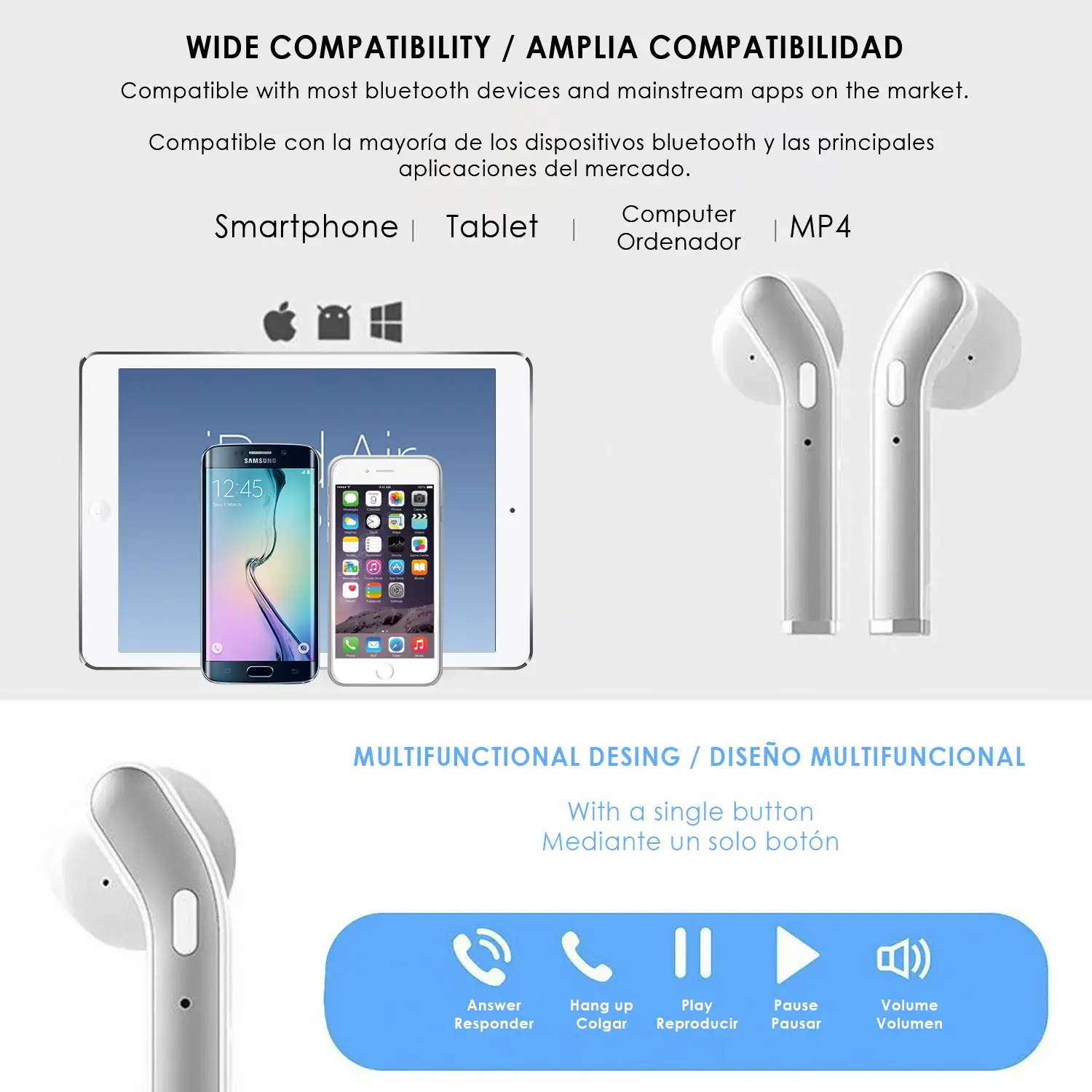 Auriculares TWS H17T Bluetooth 5.0. Caja de 350 mah+ auriculares con 40 mah.