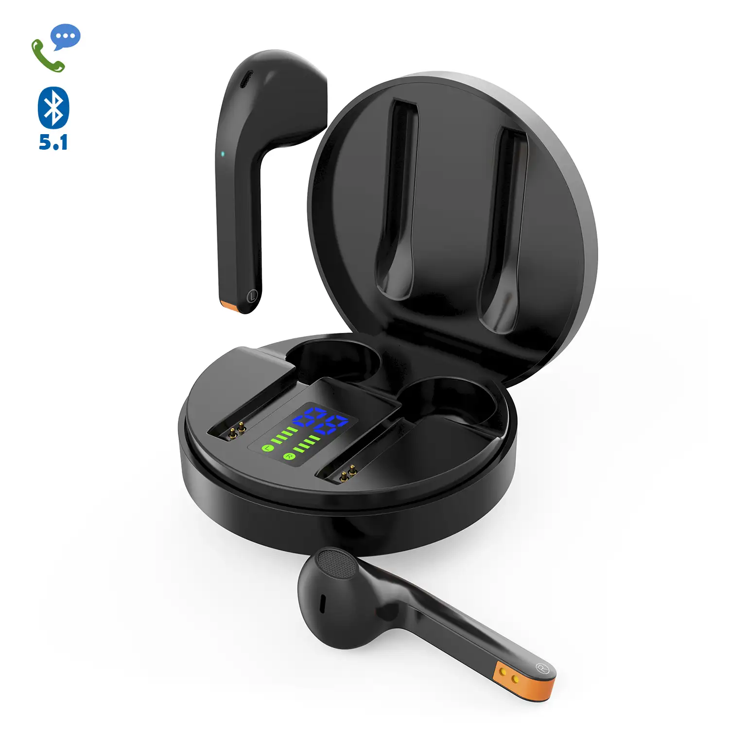 Auriculares TWS H25T Bluetooth 5.1 con display de carga. Caja de 300 mah+ auriculares con 30 mah.