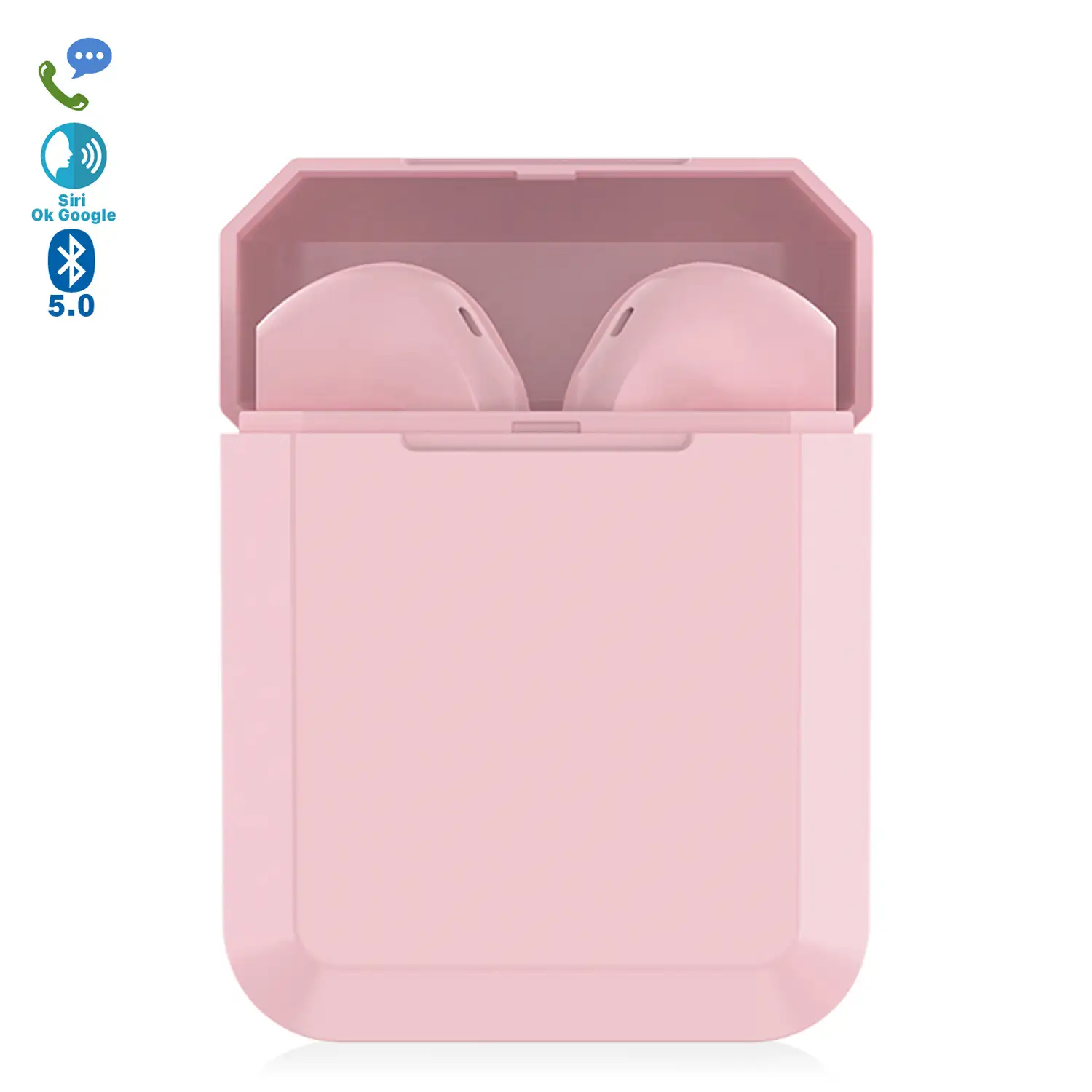 Auriculares inalambricos Bluetooth 5.0 Wireless Base Carga Rosa