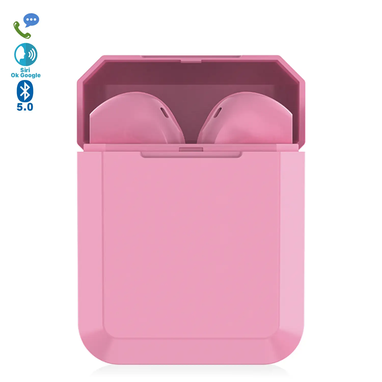 Auriculares TWS i2 Bluetooth 5.0 táctil con base de carga diseño ergonómico exclusivo poligonal.Cancelación ruido ambiental.