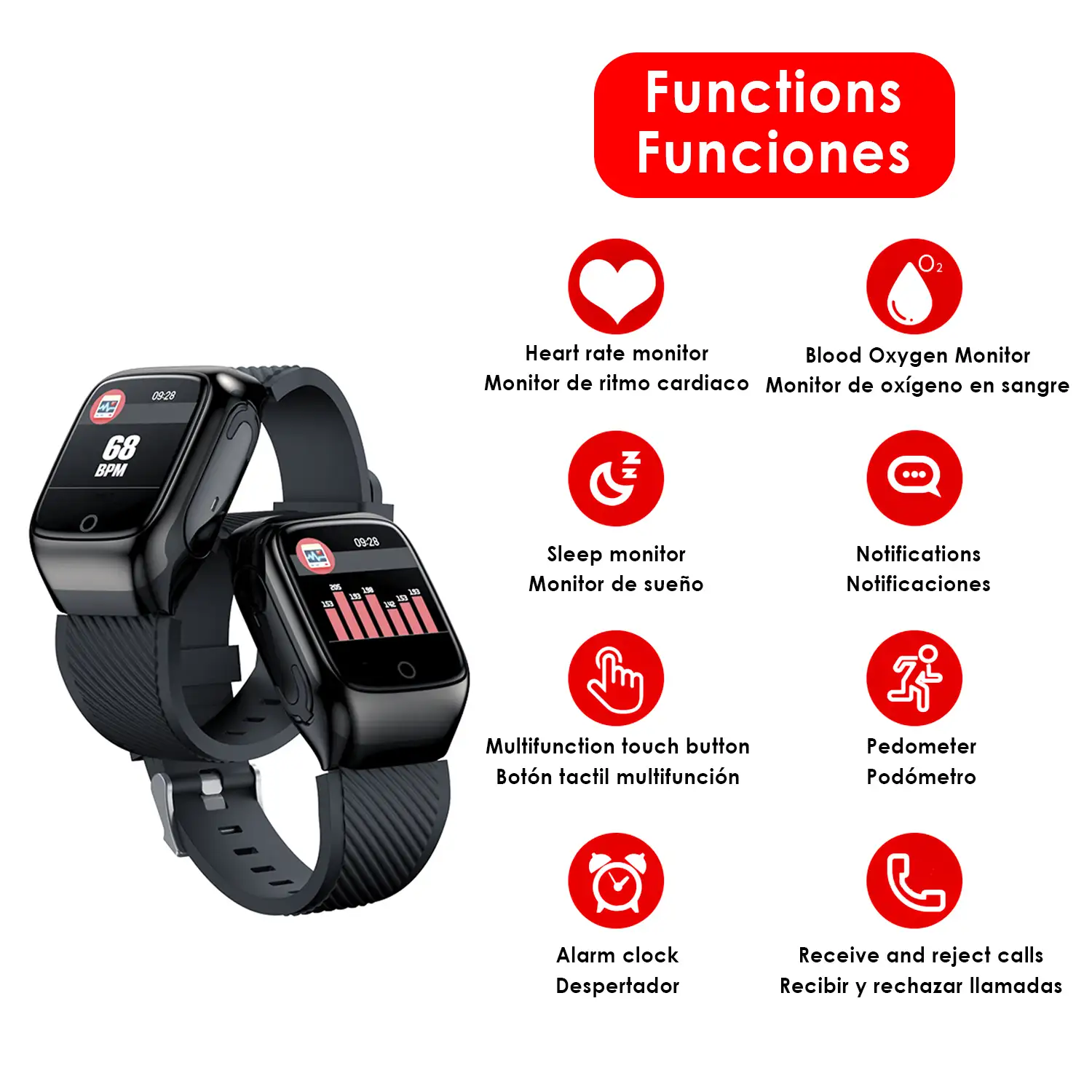 Brazalete inteligente S300 con auriculares Bluetooth TWS integrados, monitor cardíaco y presión sanguínea