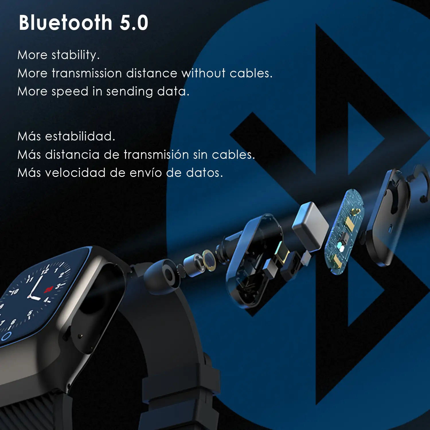 Brazalete inteligente S300 con auriculares Bluetooth TWS integrados, monitor cardíaco y presión sanguínea