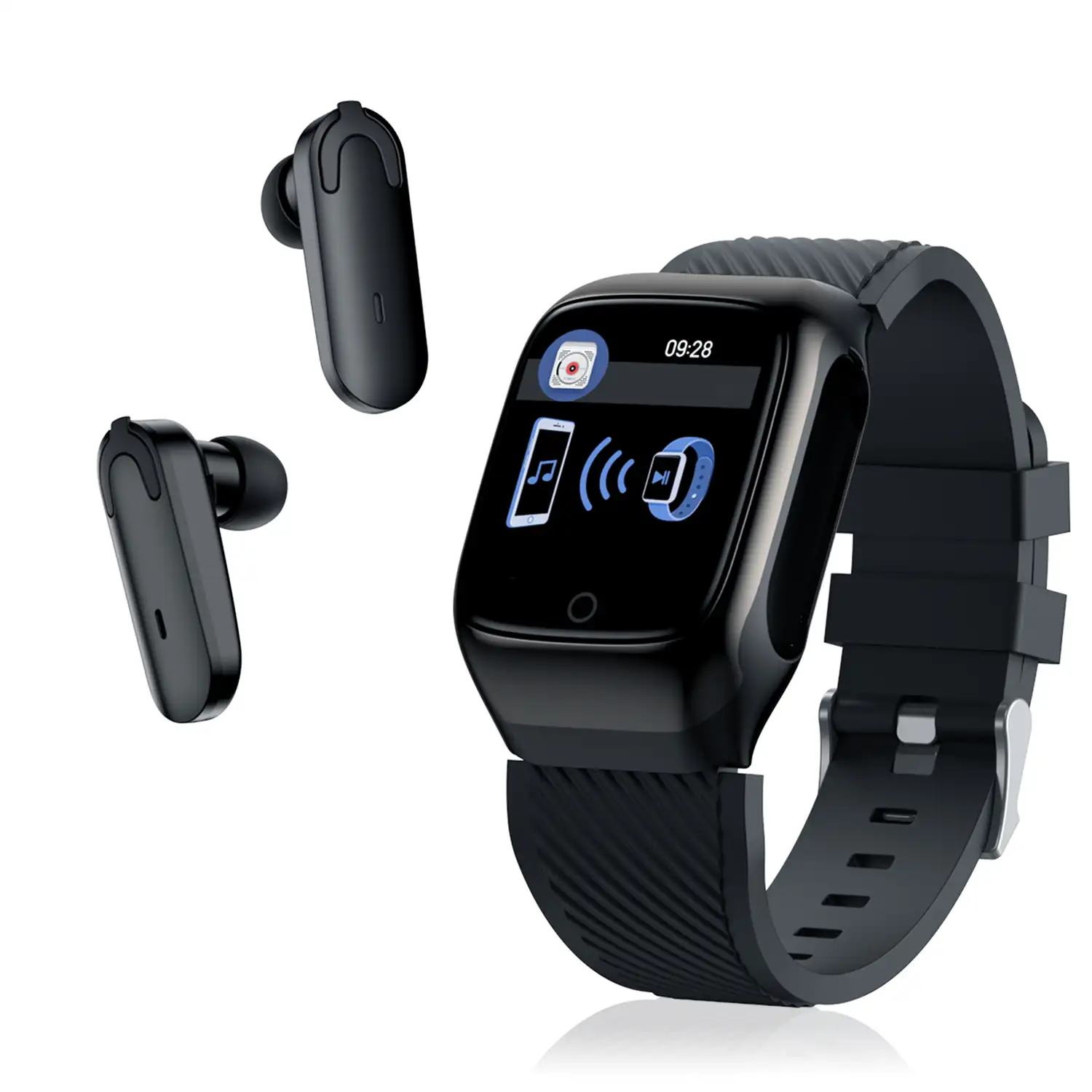 Brazalete inteligente S300 con auriculares Bluetooth TWS integrados, monitor cardíaco y presión sanguínea