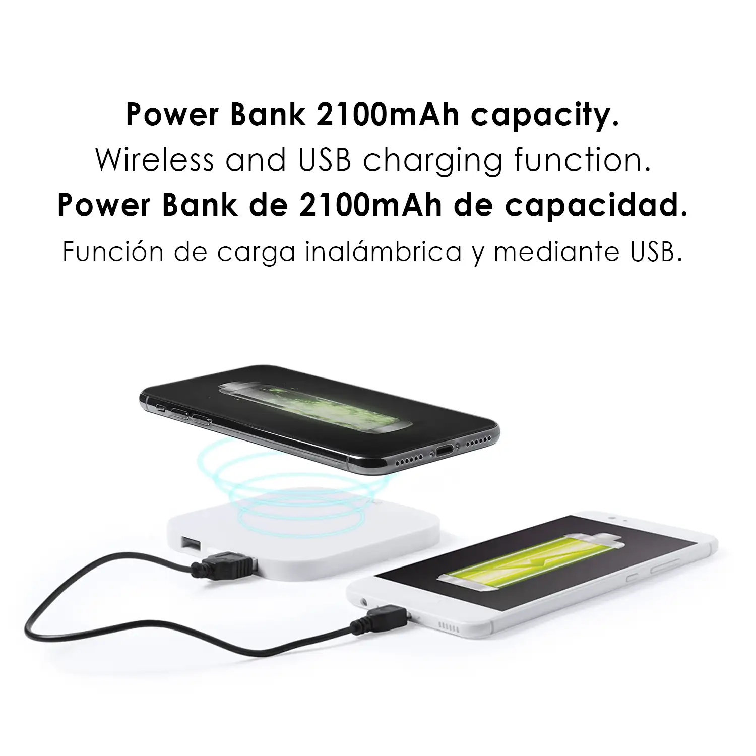 Cargador Donson Qi inalámbrico, con doble salida USB de 2100 mAh