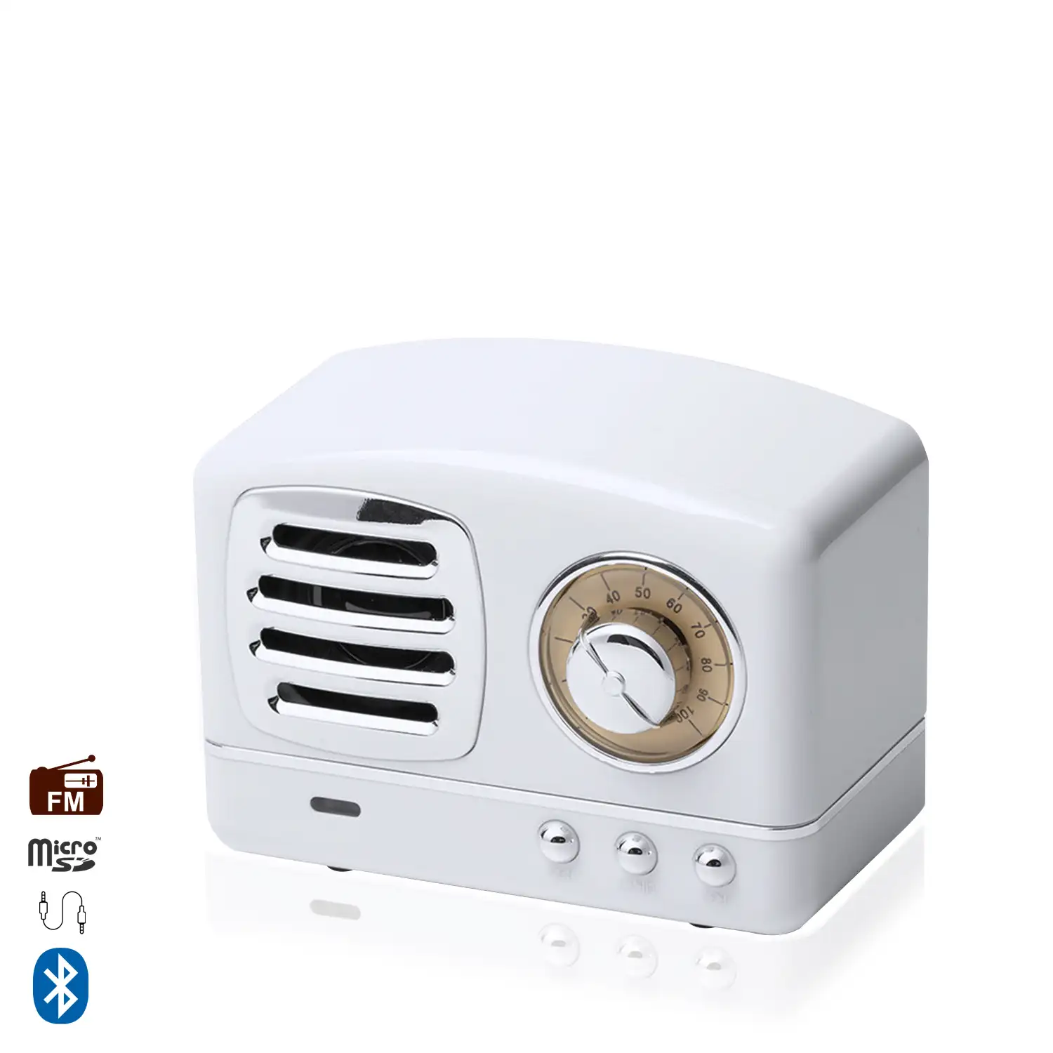 Altavoz bluetooth Klide diseño retro, con radio FM, lector USB y tarjeta  micro SD, manos libres