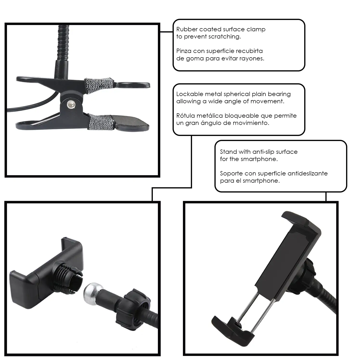 Anillo luz led estudio con soporte móvil con sujección pinza y control remoto.