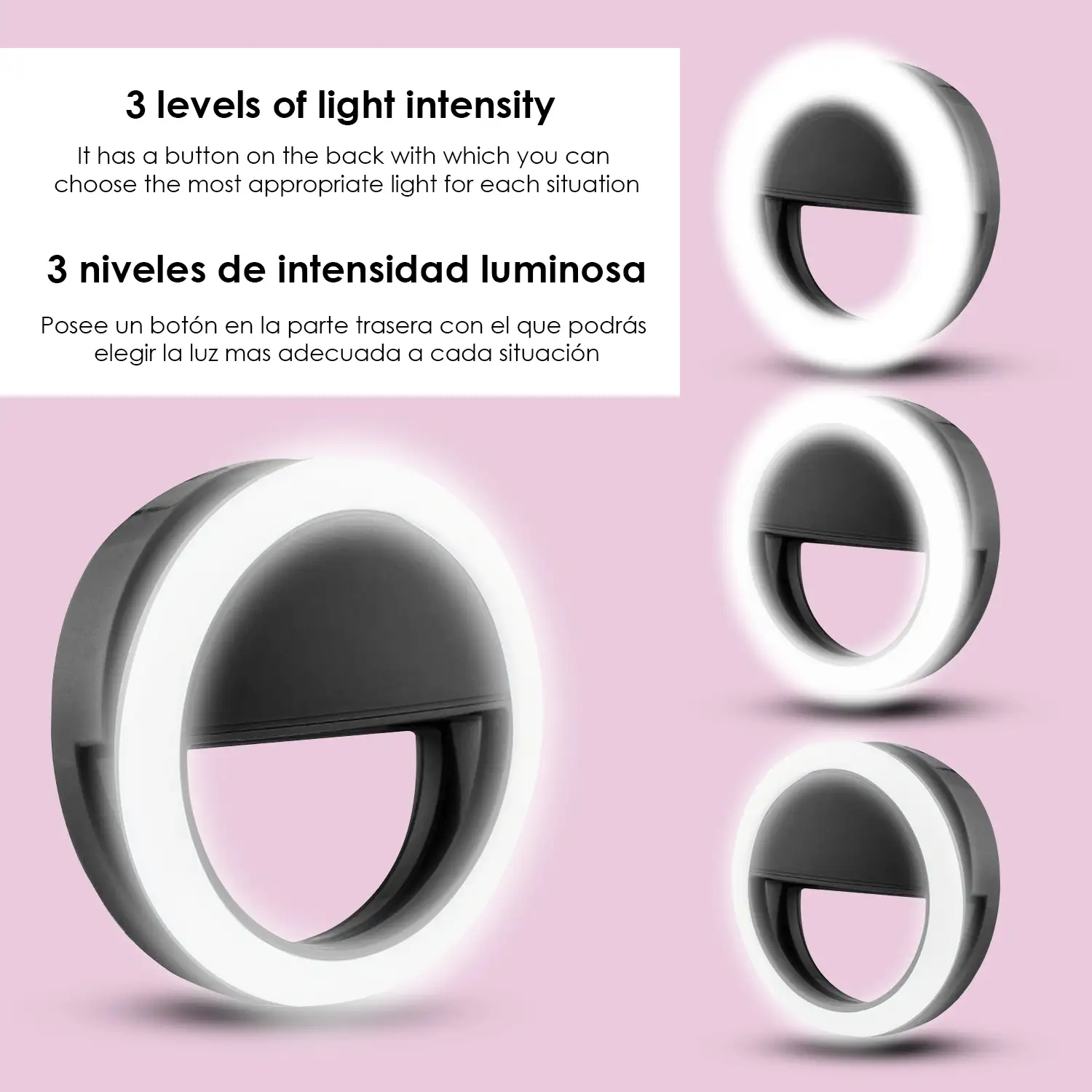 Anillo luz led selfie/video Universal para smartphone