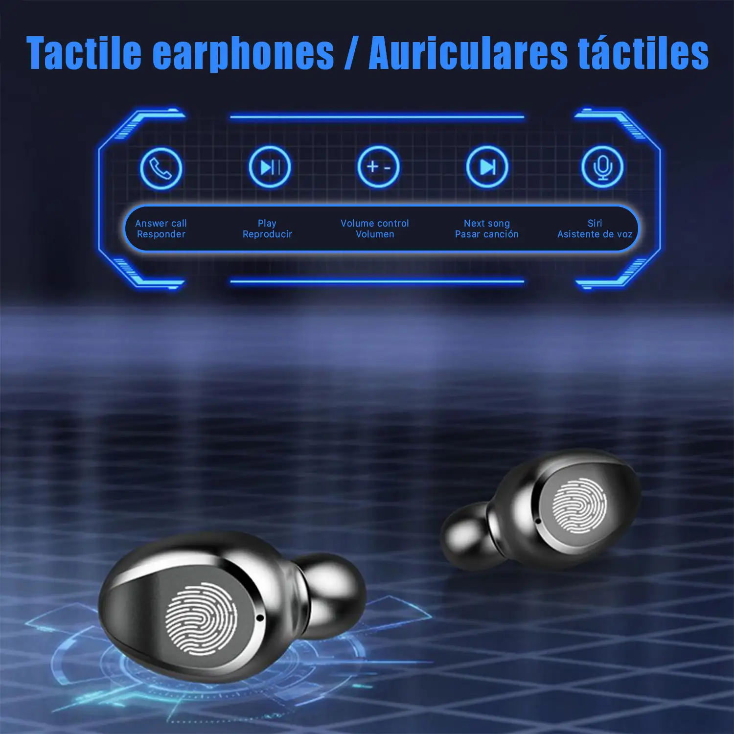 Auriculares TWS F9 Bluetooth 5.0 táctil con base de carga powerbank con indicador de carga interna y de auriculares.