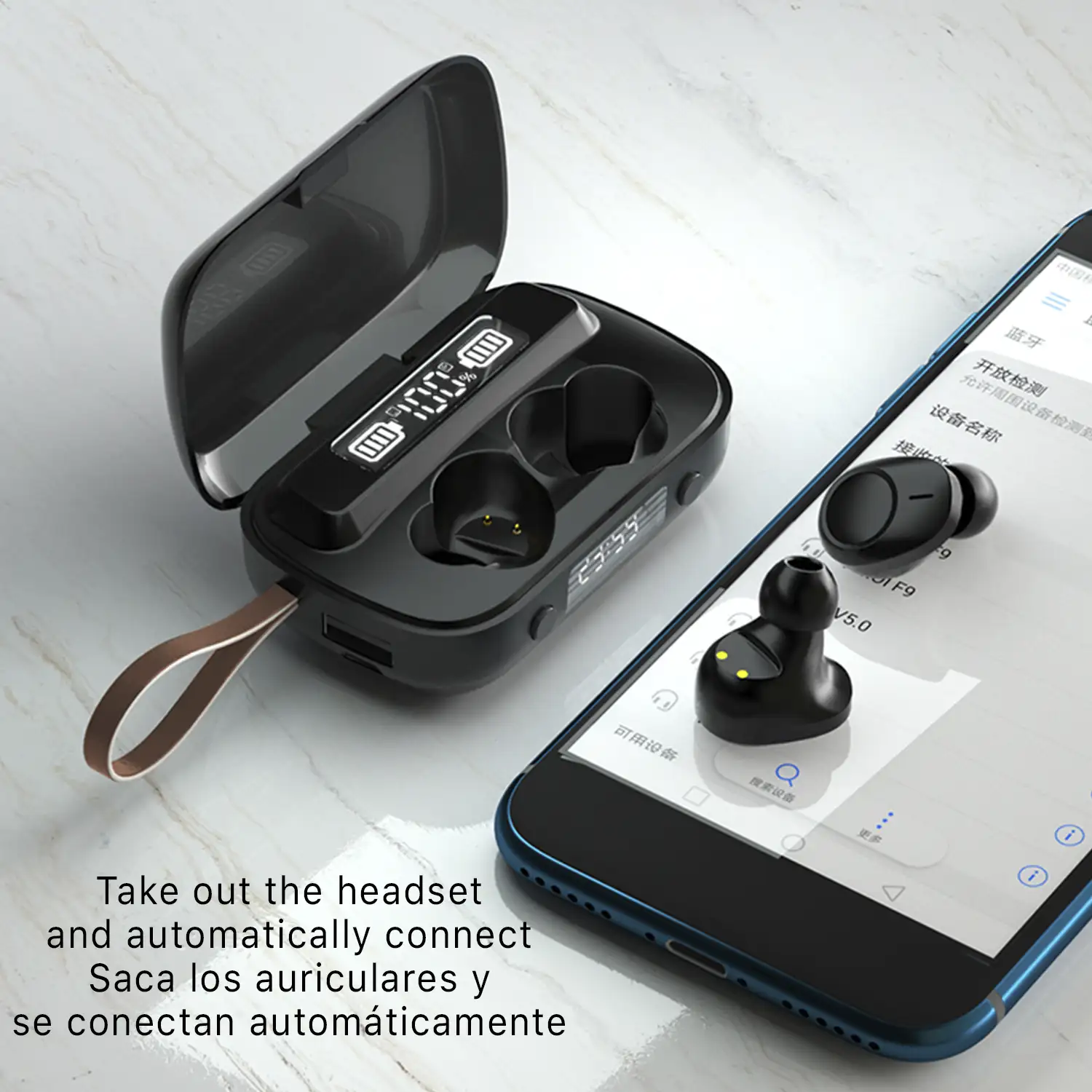 Auriculares TWS A13 Bluetooth 5.1 táctil.Base de carga powerbank con indicador de carga y reloj digital.