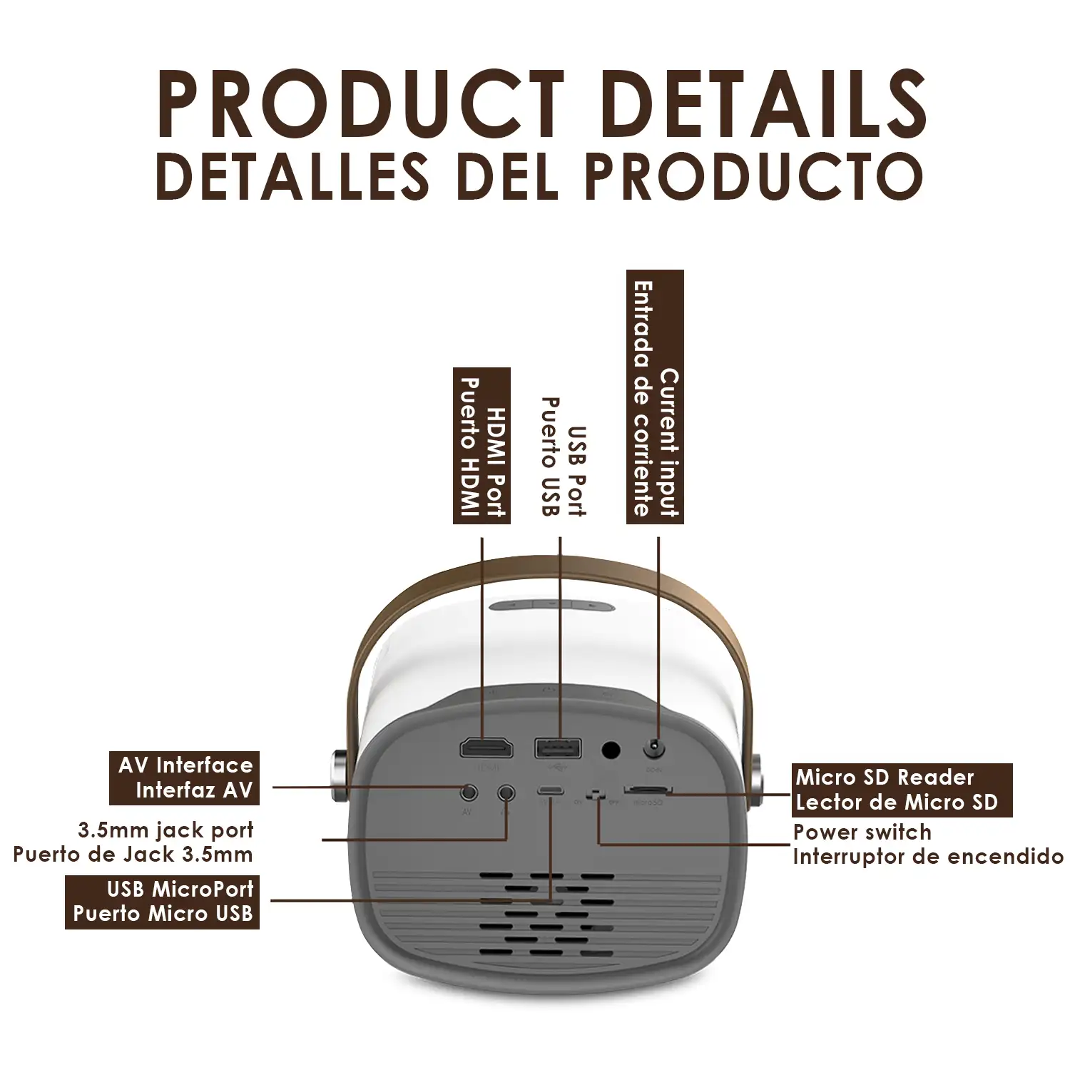 Proyector portátil Beamer con batería y altavoz incorporados