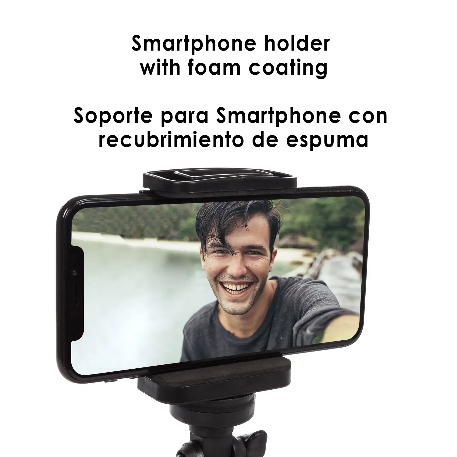 Trípode de sobremesa con soporte para smartphones