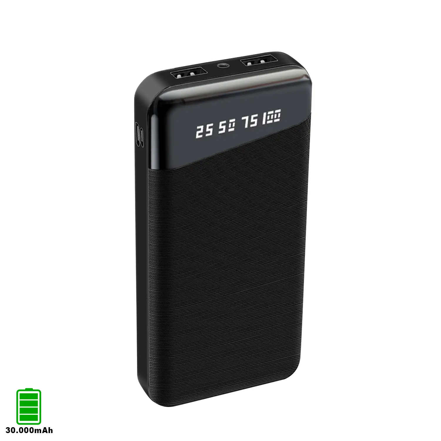 Powerbank Y6 de 30.000mAh con indicador de porcentaje de carga, doble salida USB de 2A