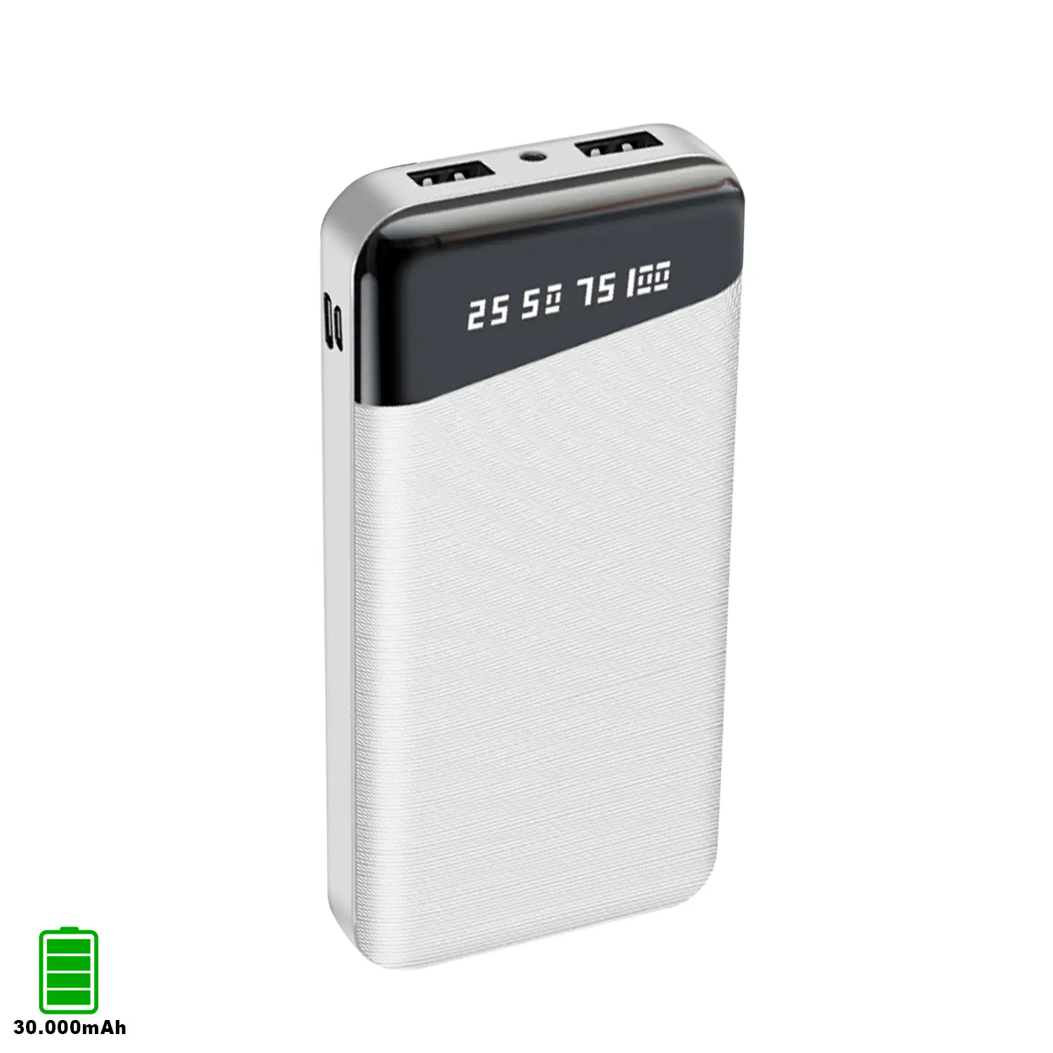 Powerbank Y6 de 30.000mAh con indicador de porcentaje de carga, doble salida USB de 2A