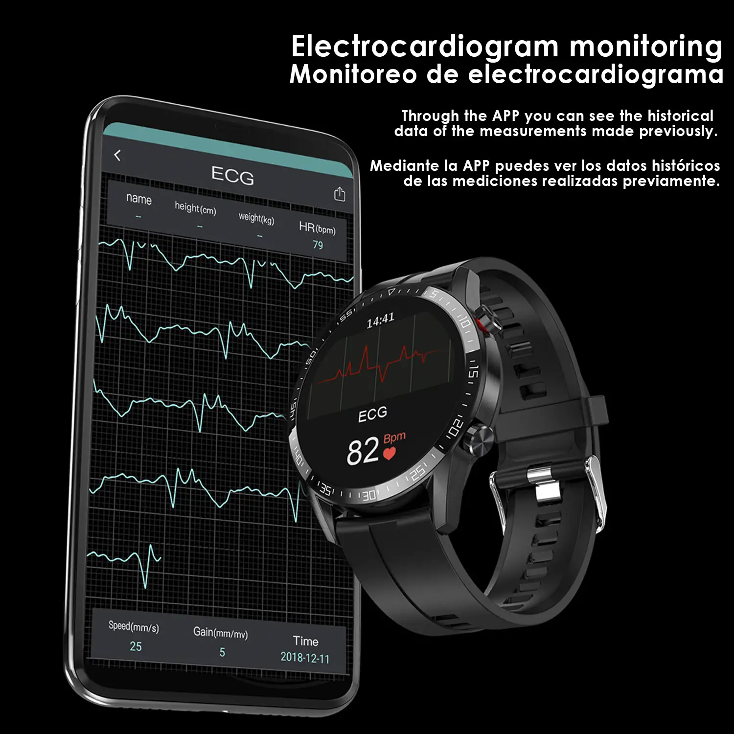 Smartwatch L13 pulsera de metal con modo multideportivo, monitor cardiaco, tensión y O2 en sangre