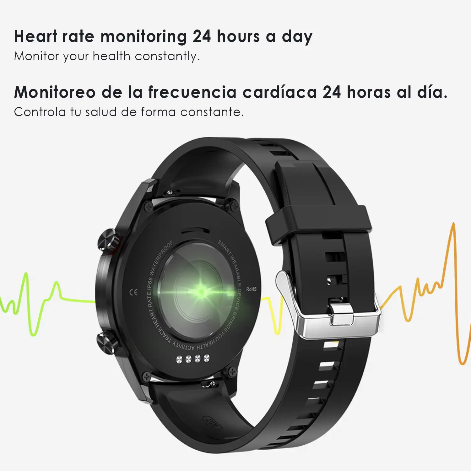 Smartwatch L13 pulsera de cuero sintético con modo multideportivo, monitor cardiaco, tensión y O2 en sangre