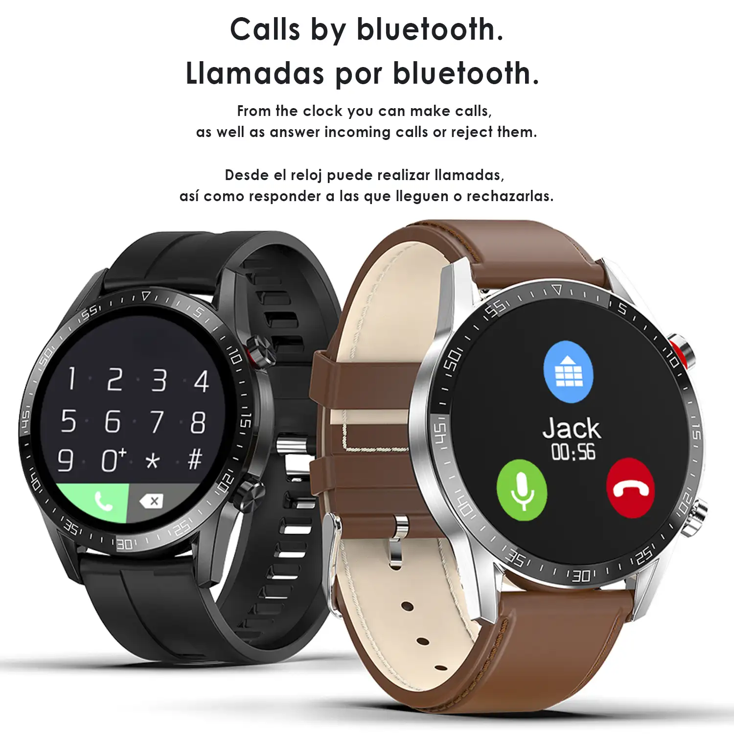 Smartwatch L13 pulsera de cuero sintético con modo multideportivo, monitor cardiaco, tensión y O2 en sangre