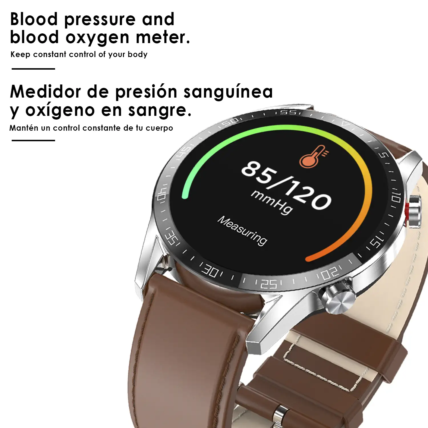 Smartwatch L13 pulsera de silicona con modo multideportivo, monitor cardiaco, tensión y O2 en sangre