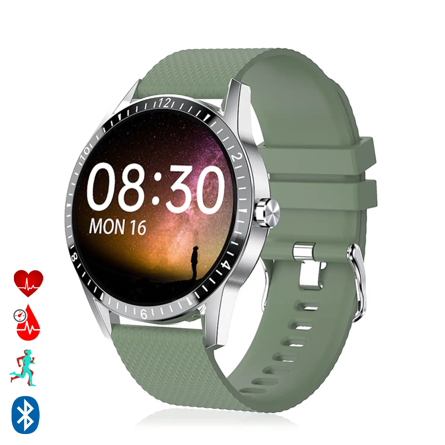 Smartwatch Y20 multideportivo con monitor cardiaco, sumergible, dial personalizable.