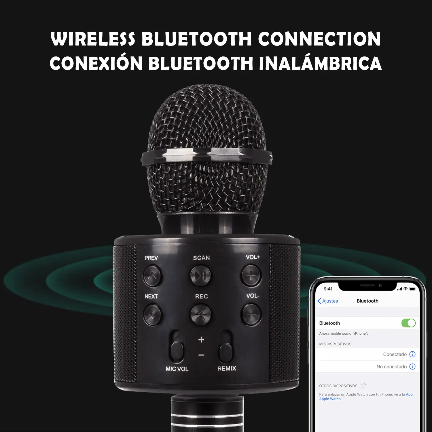 Micrófono Karaoke Bluetooth Inalámbrico, Altavoz Incorporado