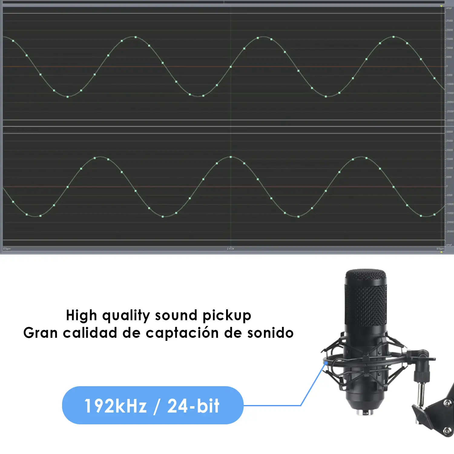 Micrófono HiFi con soporte ajustable de sobremesa y filtro