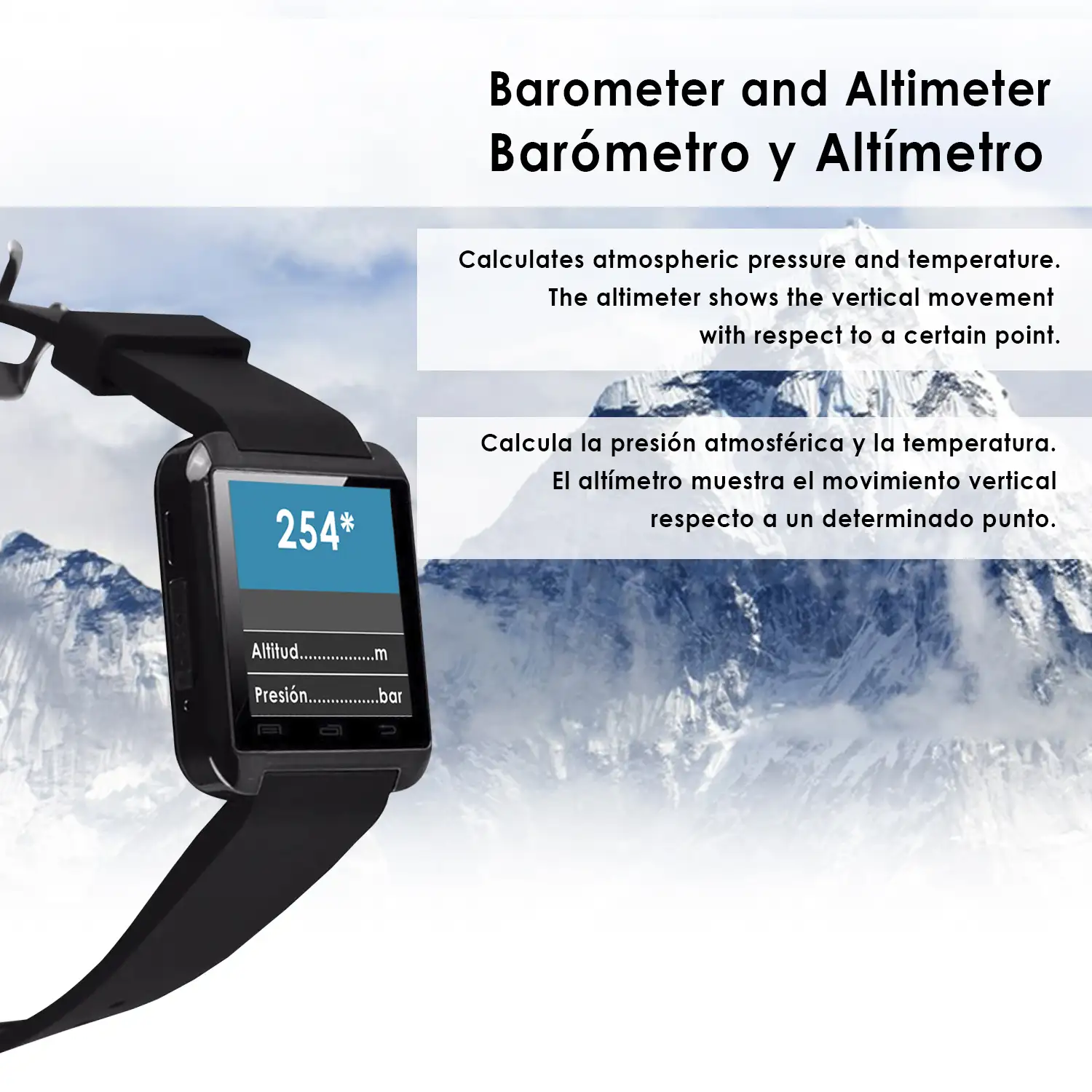 Smartwatch U8 Daril multifunción con barómetro y altímetro, notificaciones Android