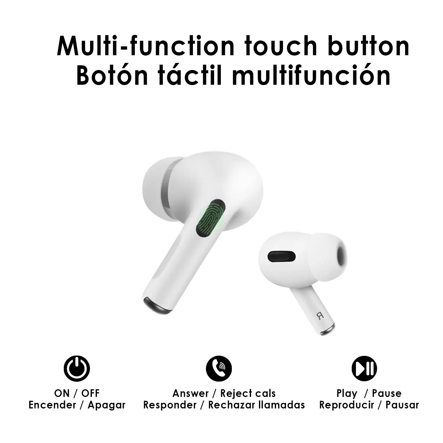 Auriculares i58 Bluetooth 5.0 táctiles. Base de carga con pantalla, sincronización automática con ventana emergente