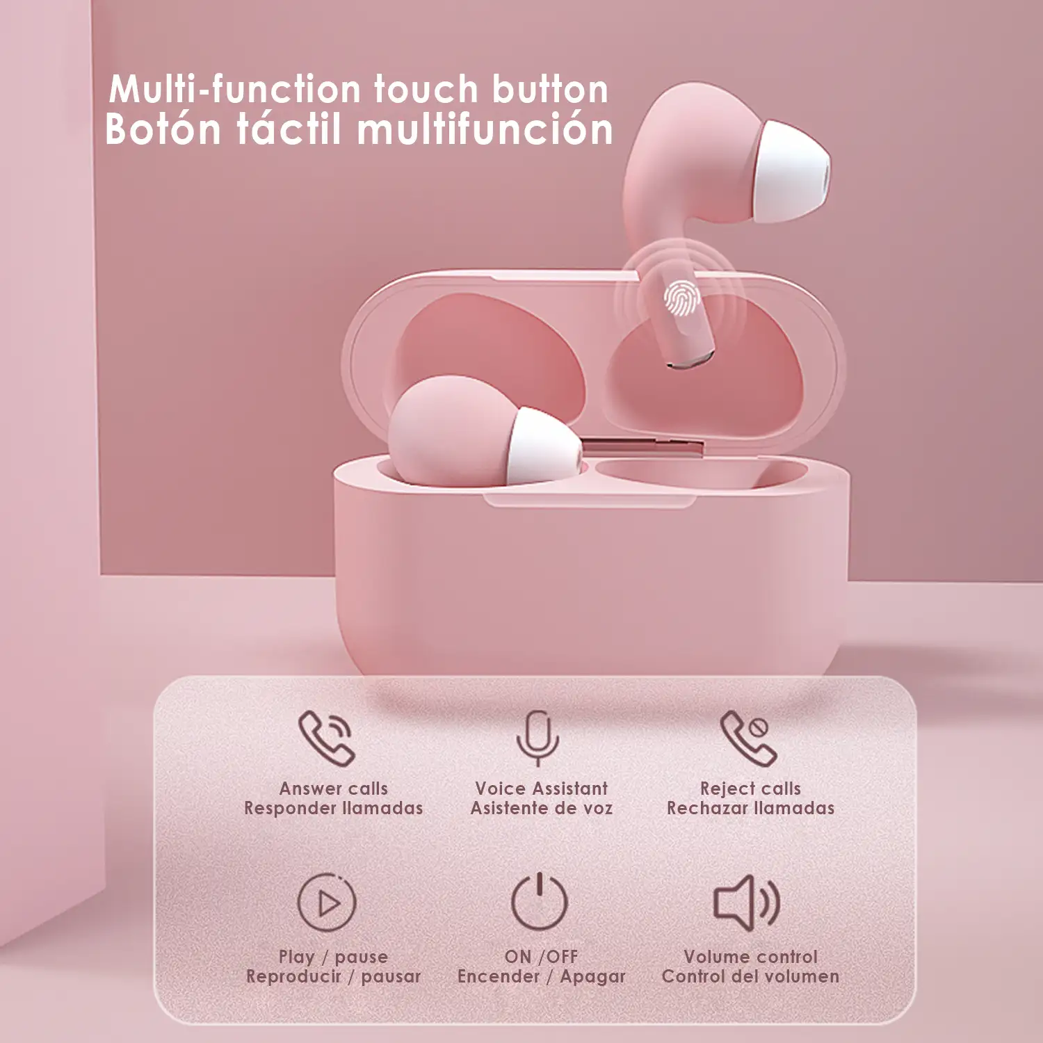 Auriculares InPods 13 Macaron Bluetooth 5.0 táctiles con base de carga, sincronización automática con ventana emergente
